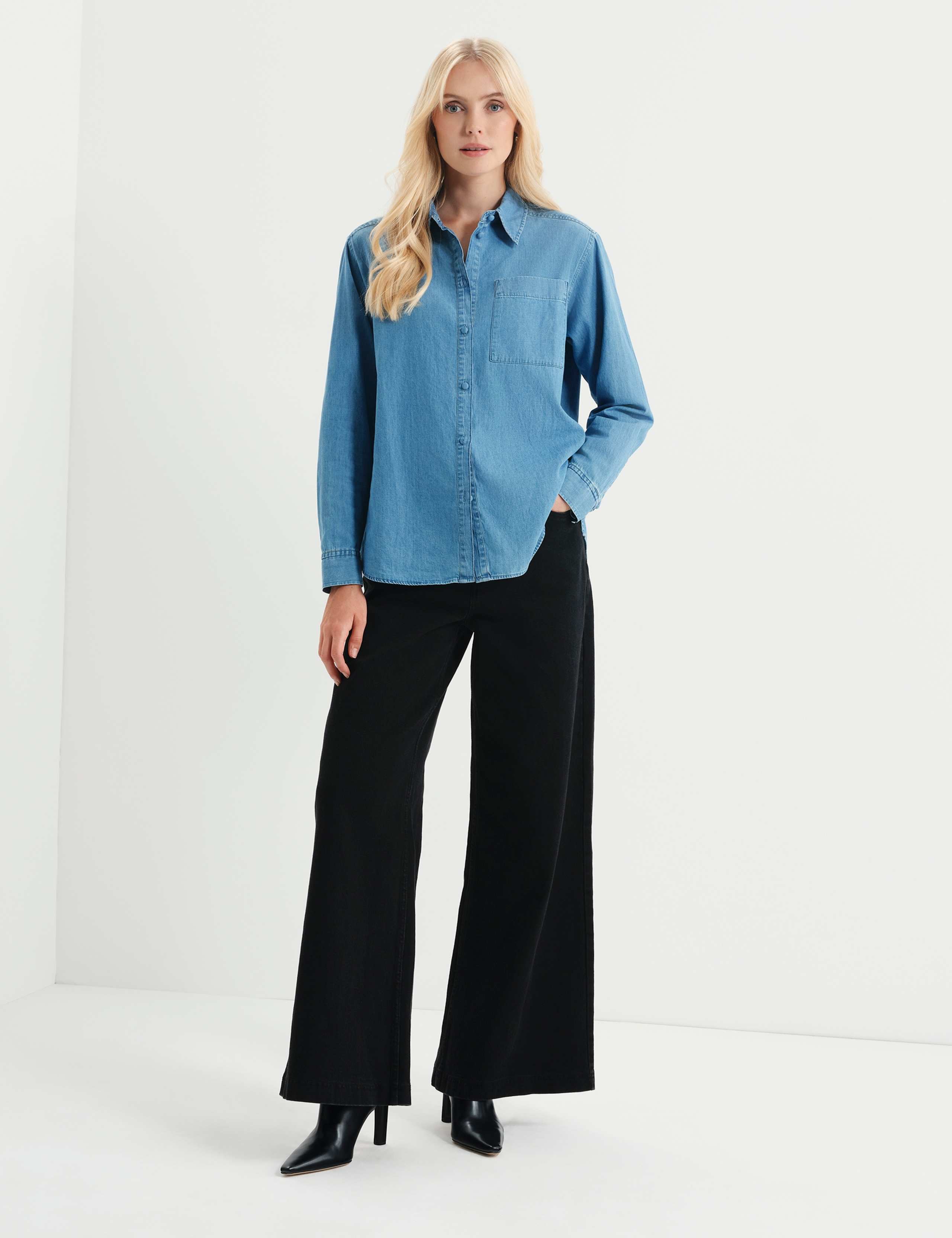 Denim Collared Button Through Shirt 6 of 10