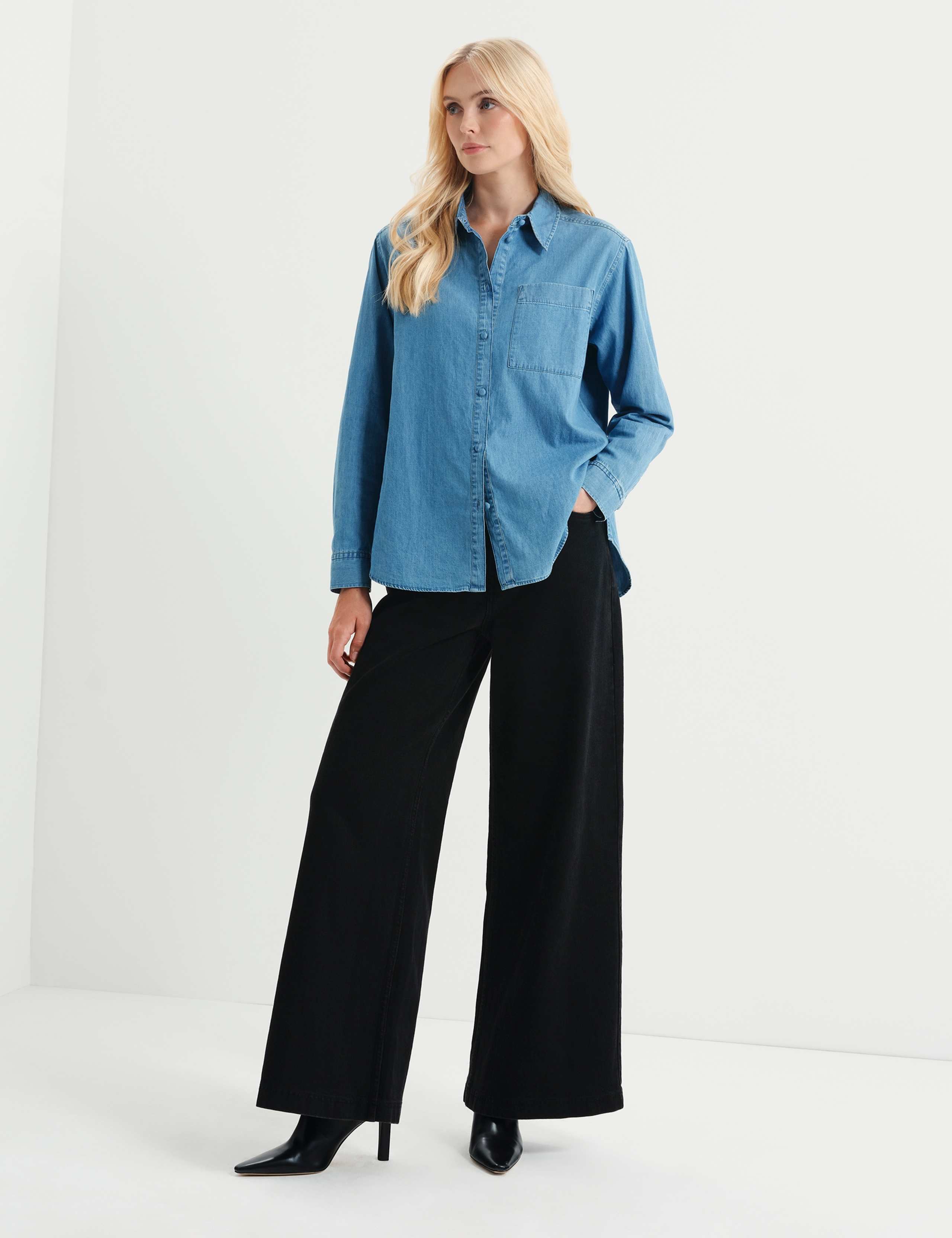 Denim Collared Button Through Shirt 8 of 10