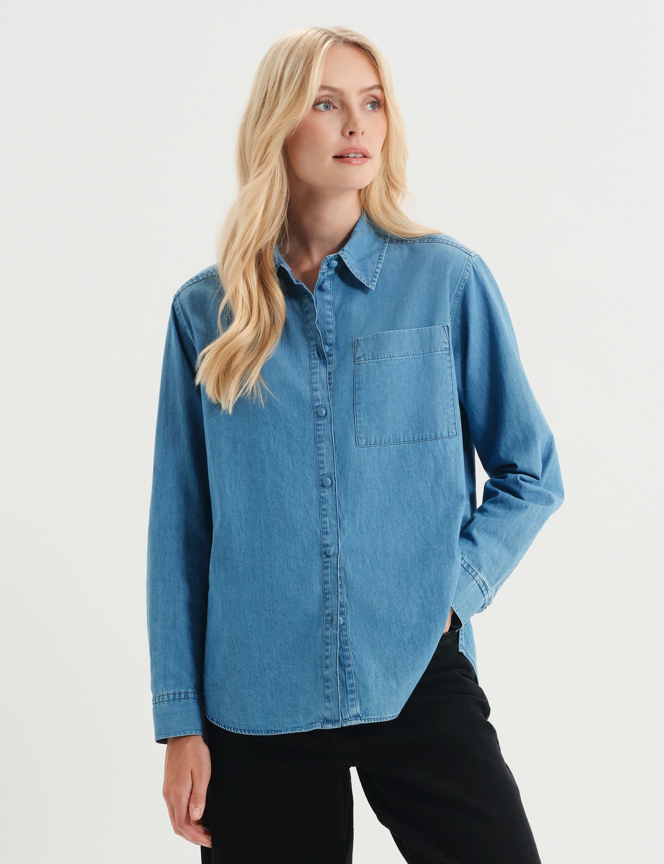 Denim Collared Button Through Shirt 9 of 10