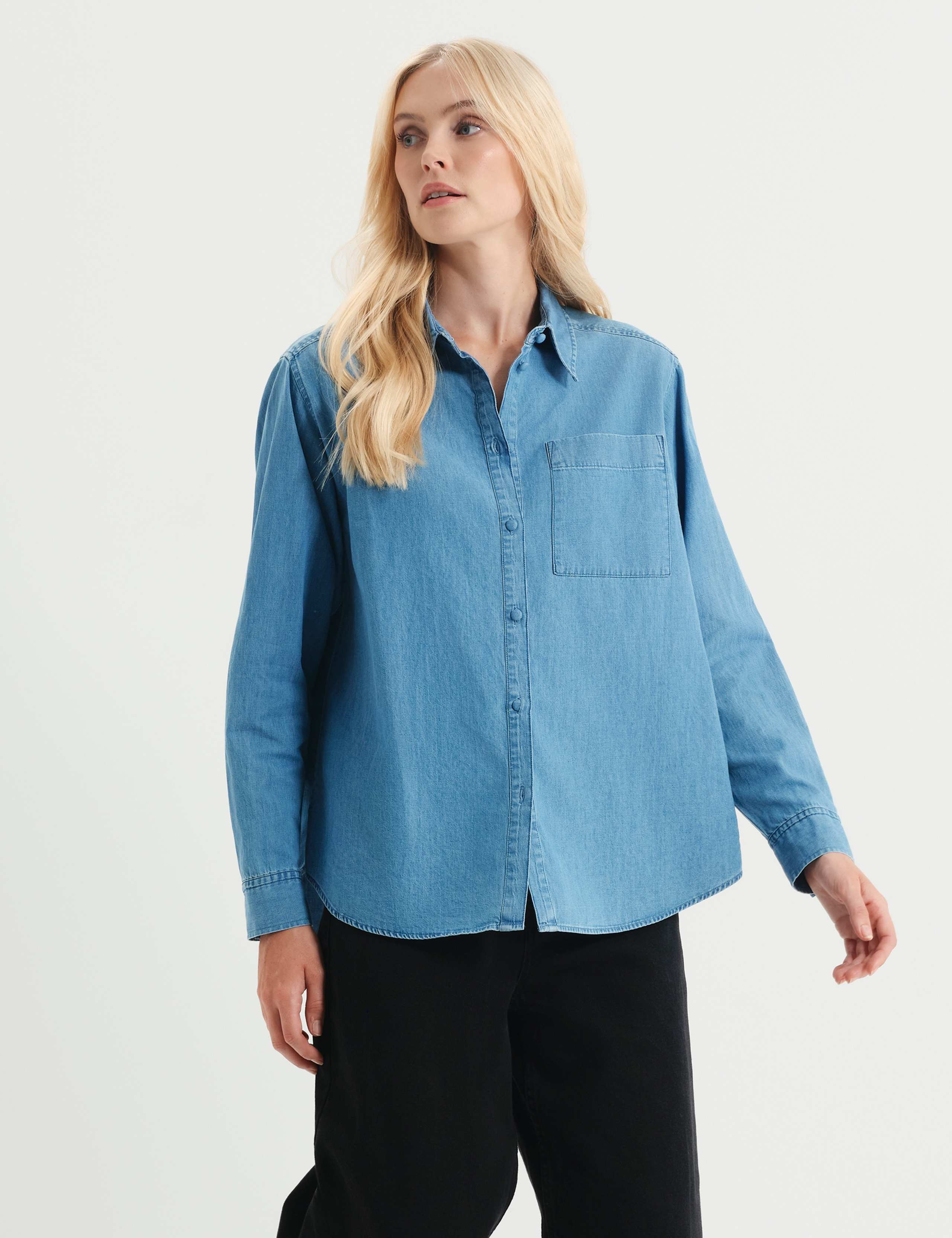 Denim Collared Button Through Shirt 10 of 10