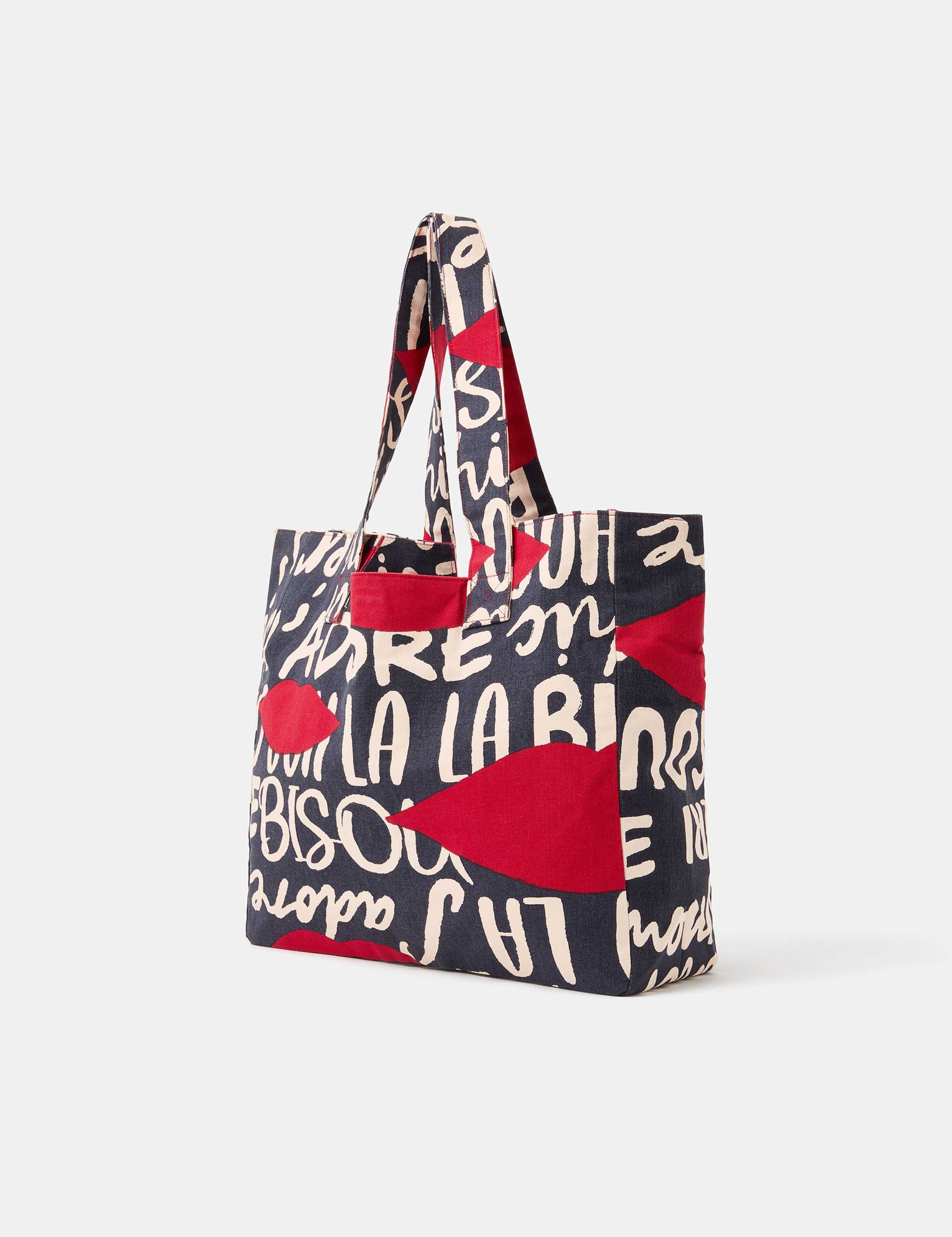Pure Cotton Canvas Lips Shopper Bag 2 of 4