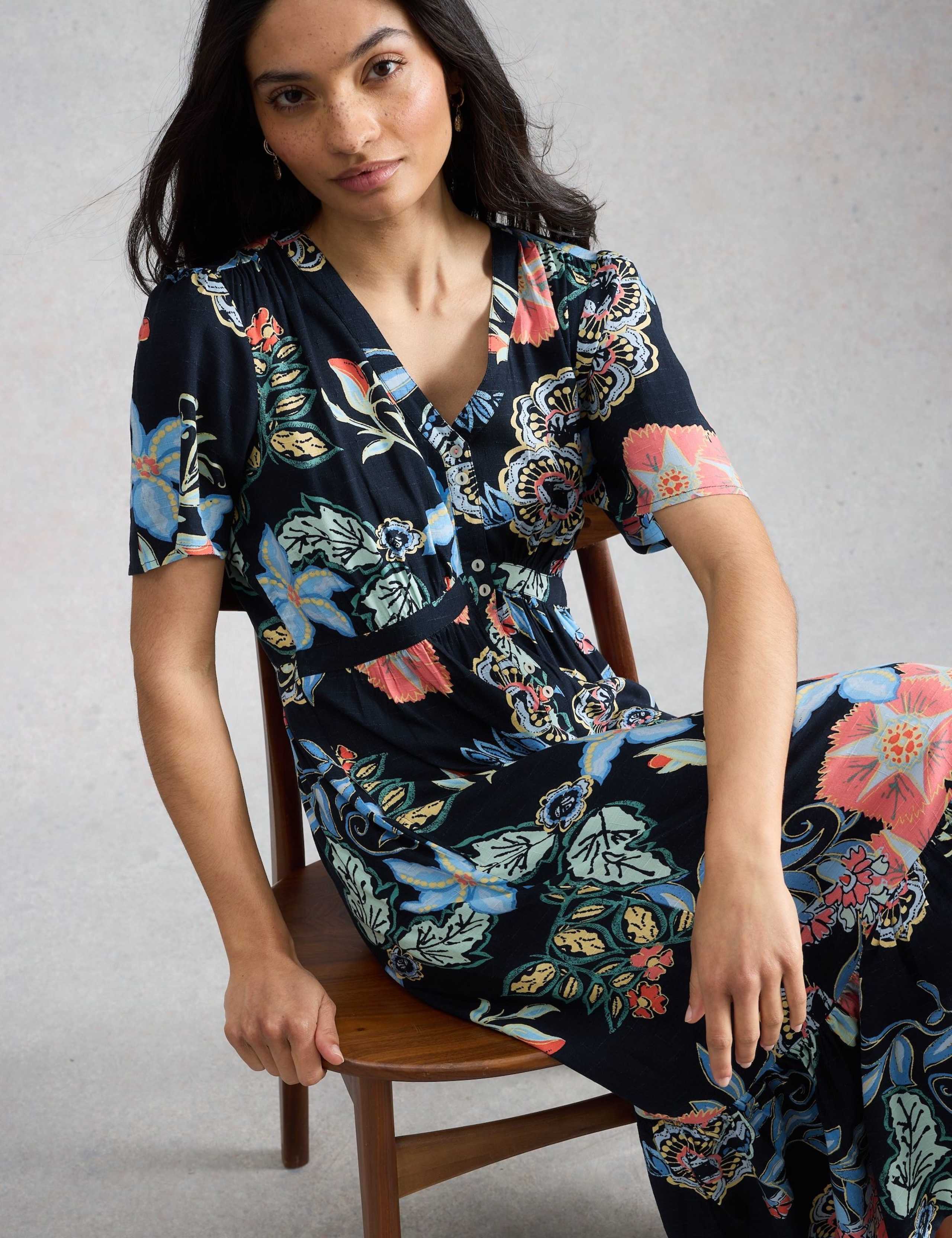 Floral V-Neck Midi Tiered Dress 3 of 6