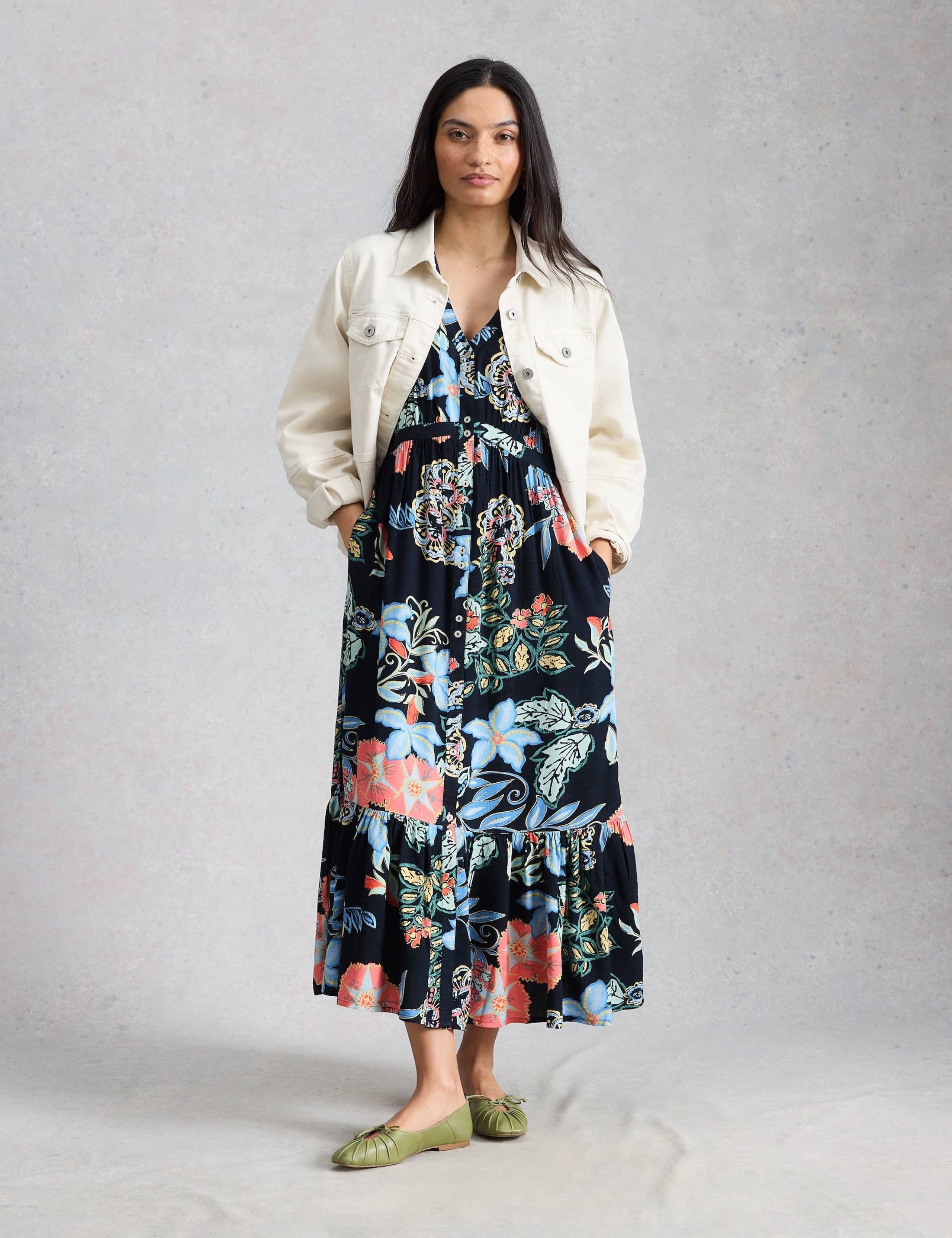 Floral V-Neck Midi Tiered Dress 6 of 6