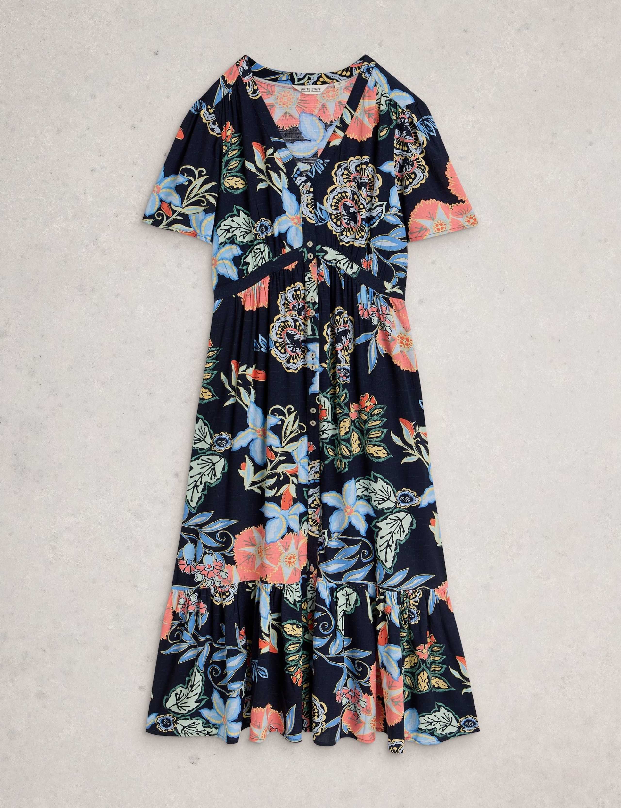 Floral V-Neck Midi Tiered Dress 2 of 6