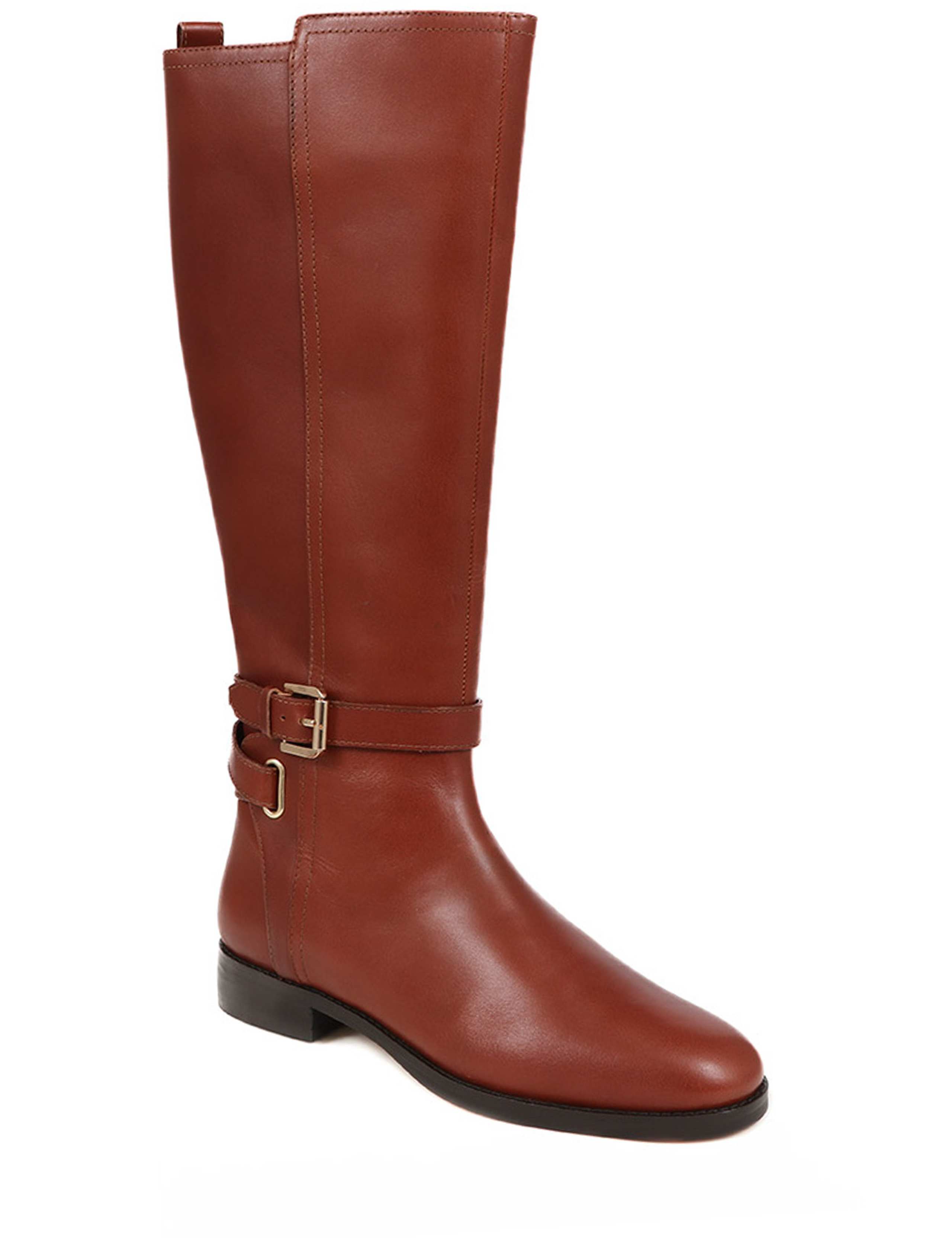 Leather Buckle Block Heel Riding Boots 5 of 7