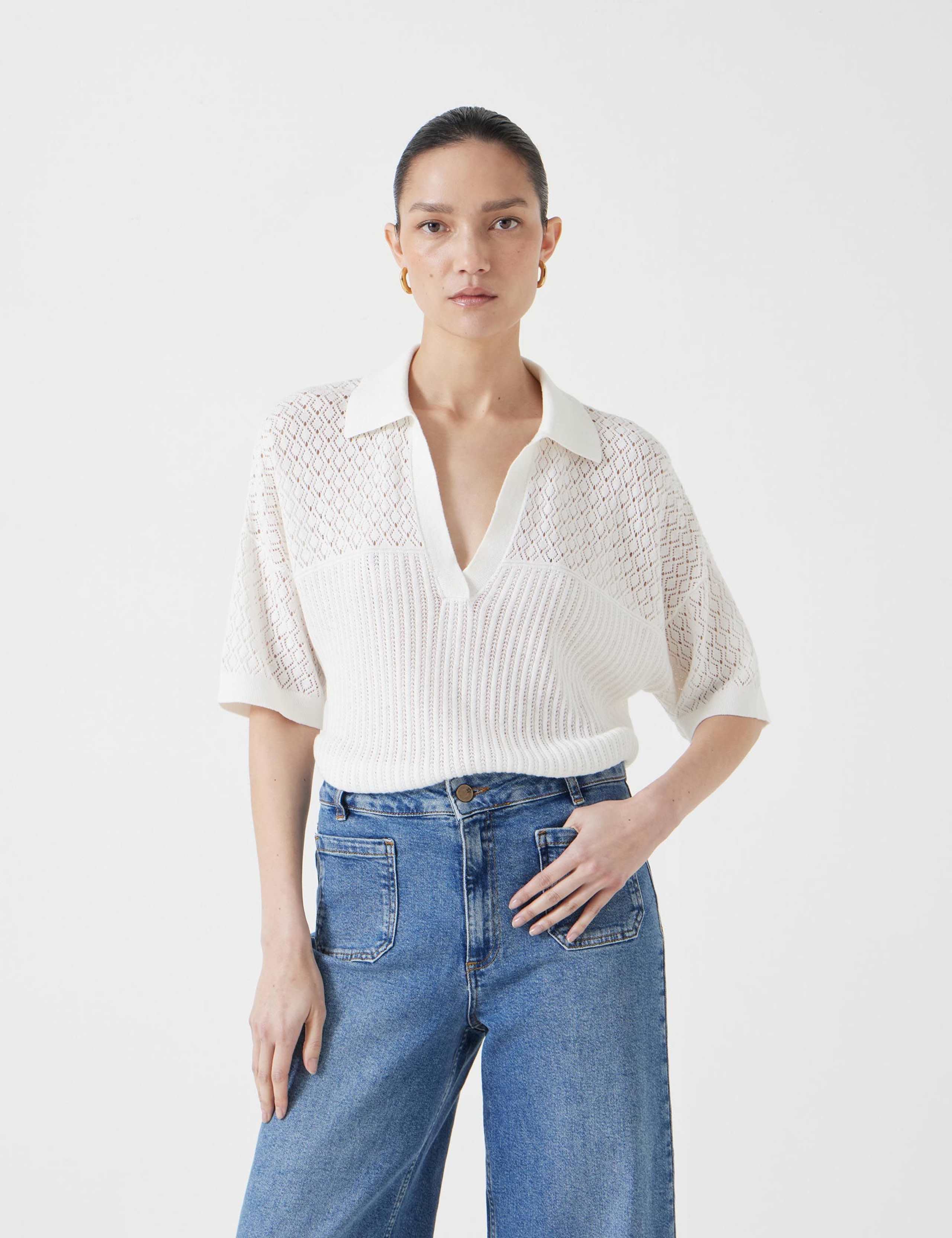 Cotton Rich Textured Polo Shirt with Modal 1 of 5
