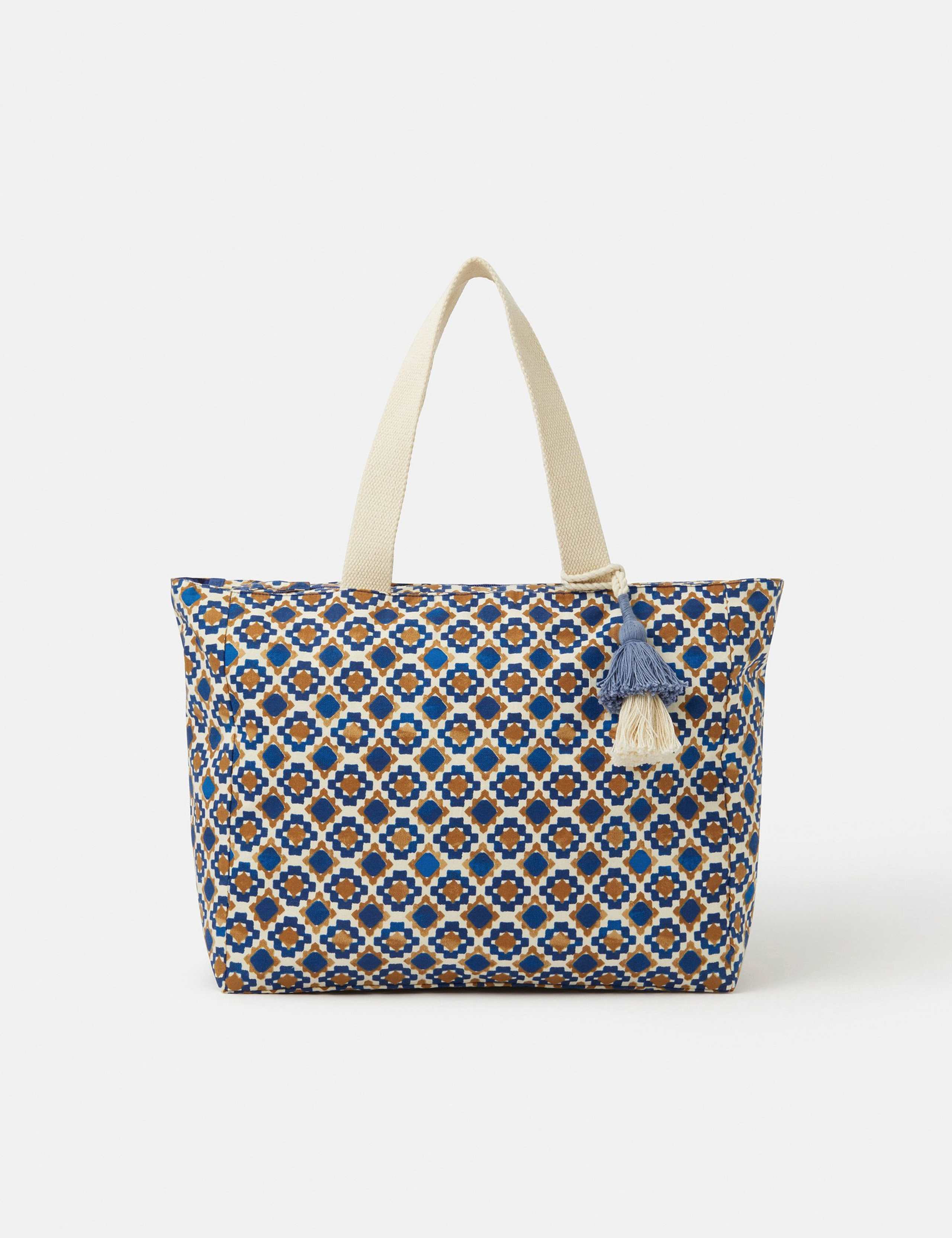 Pure Cotton Tile Print Tote Bag 1 of 4