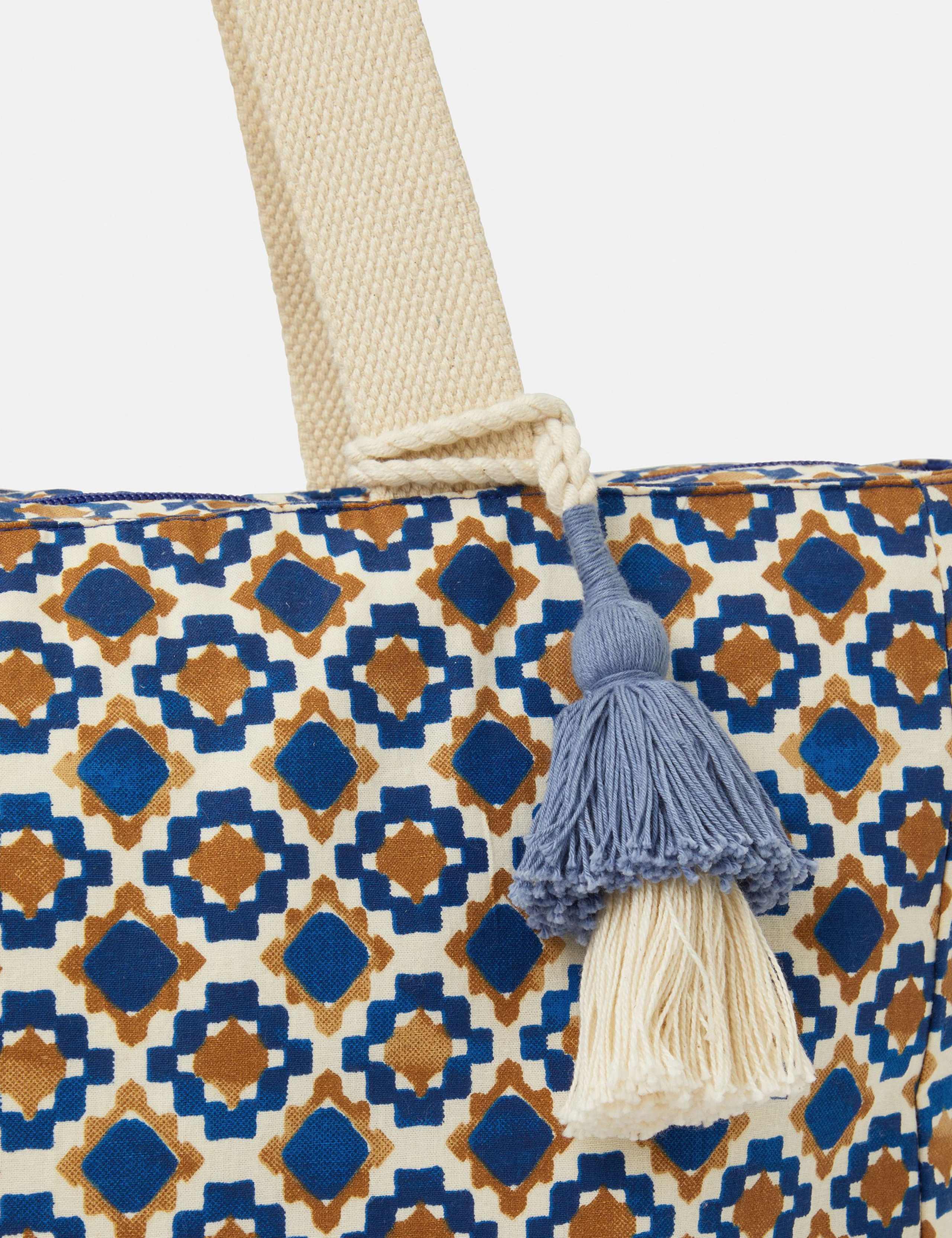 Pure Cotton Tile Print Tote Bag 3 of 4