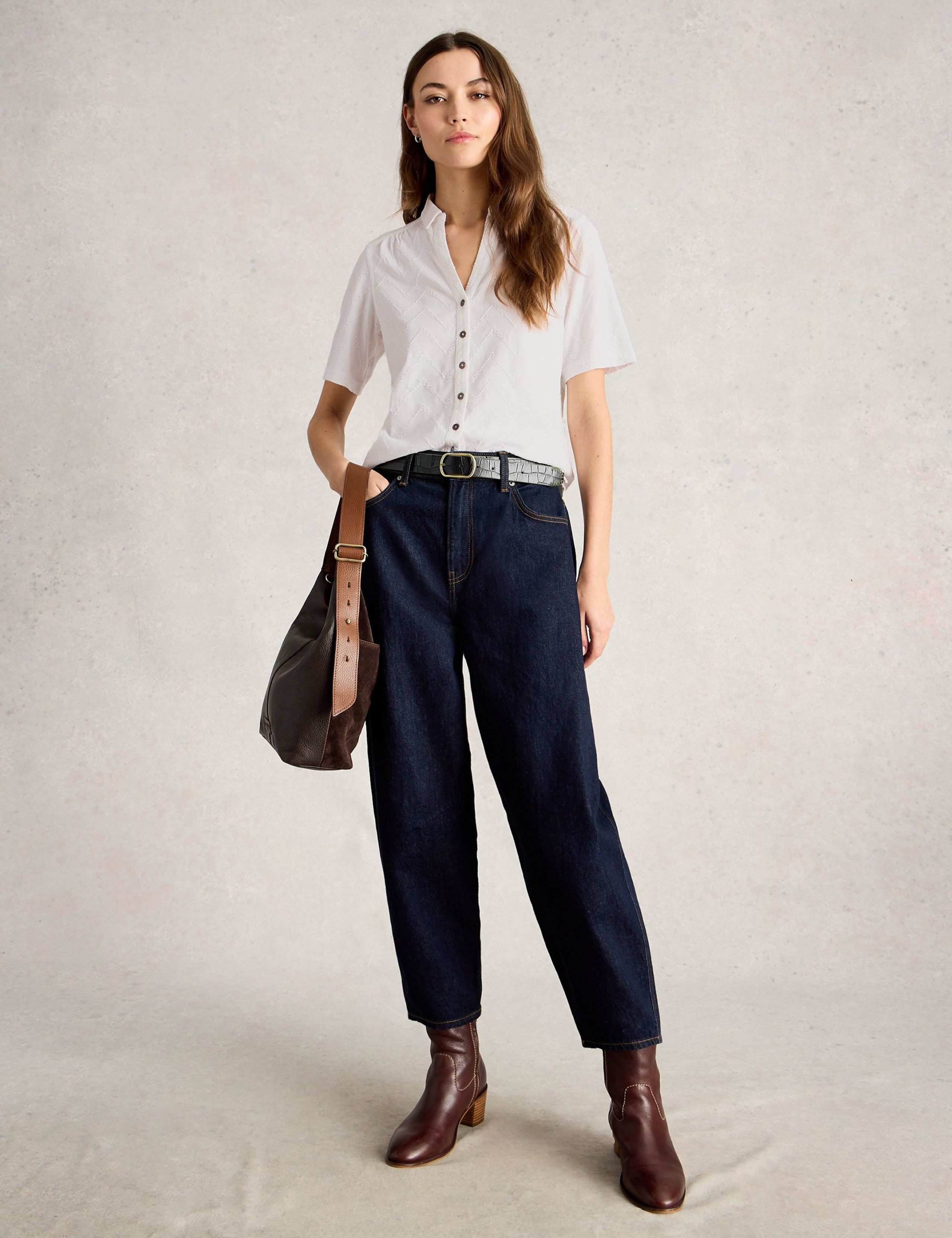 Cotton Rich Broderie Button Through Shirt 1 of 6