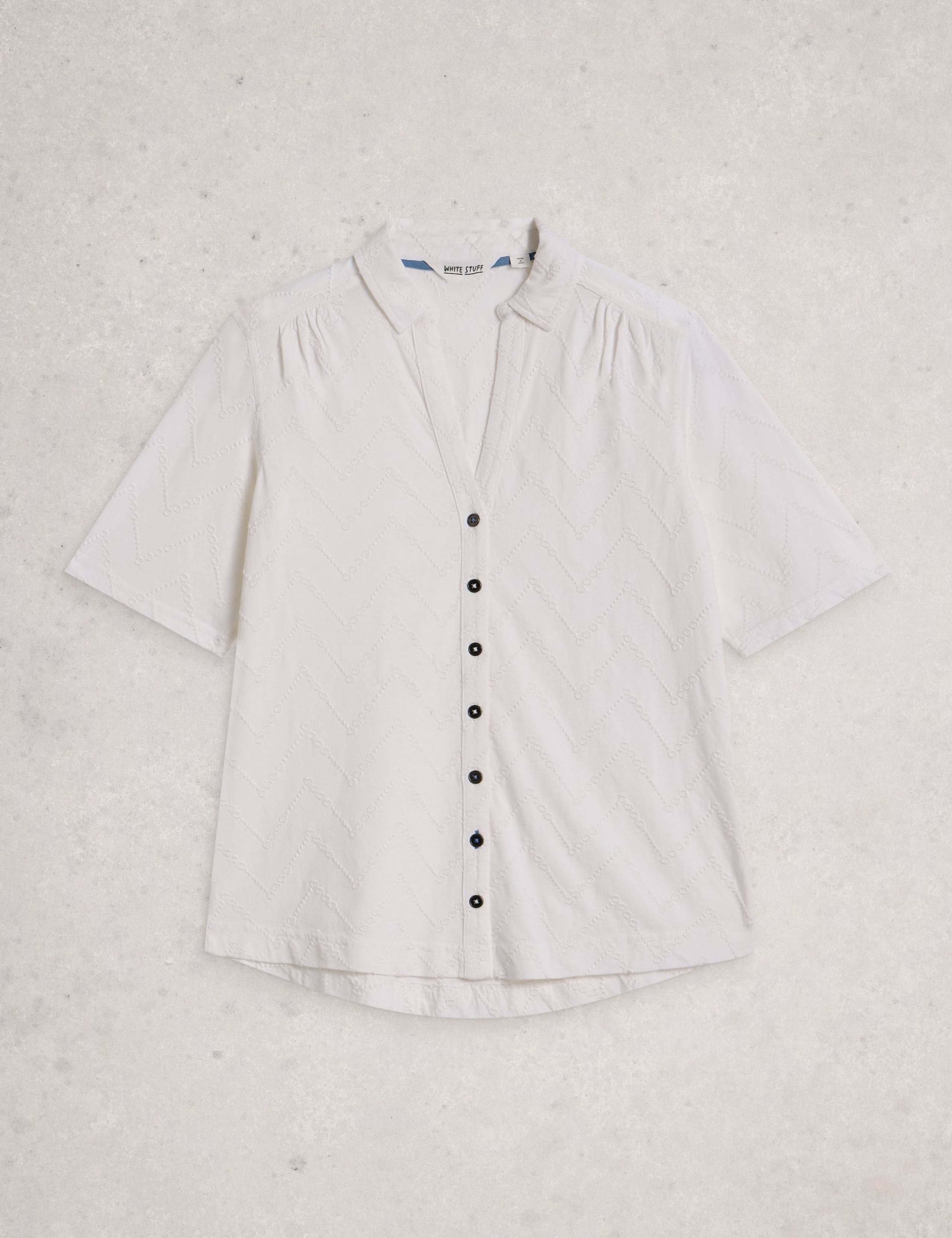 Cotton Rich Broderie Button Through Shirt 2 of 6