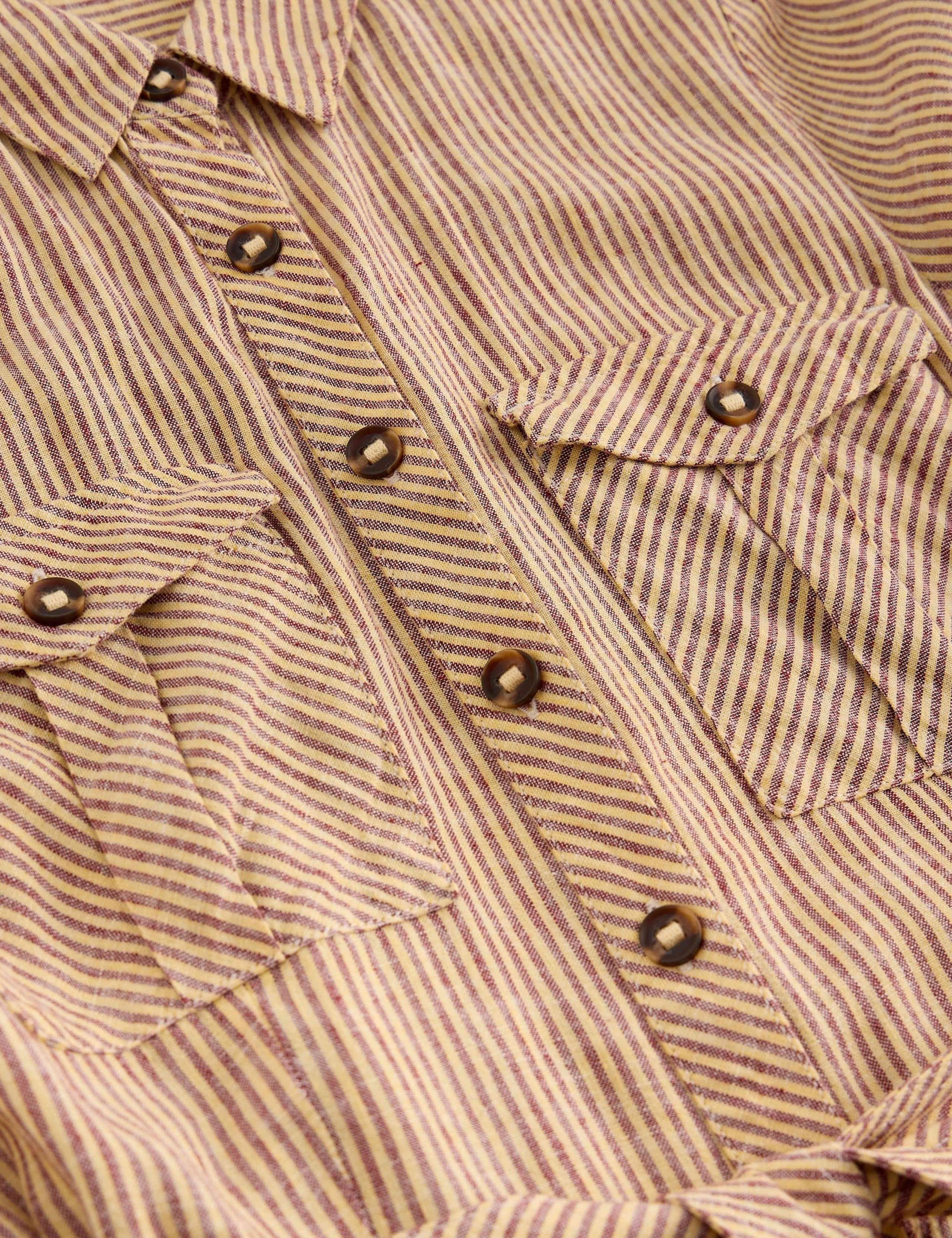 Linen Rich Striped Midi Shirt Dress 4 of 6