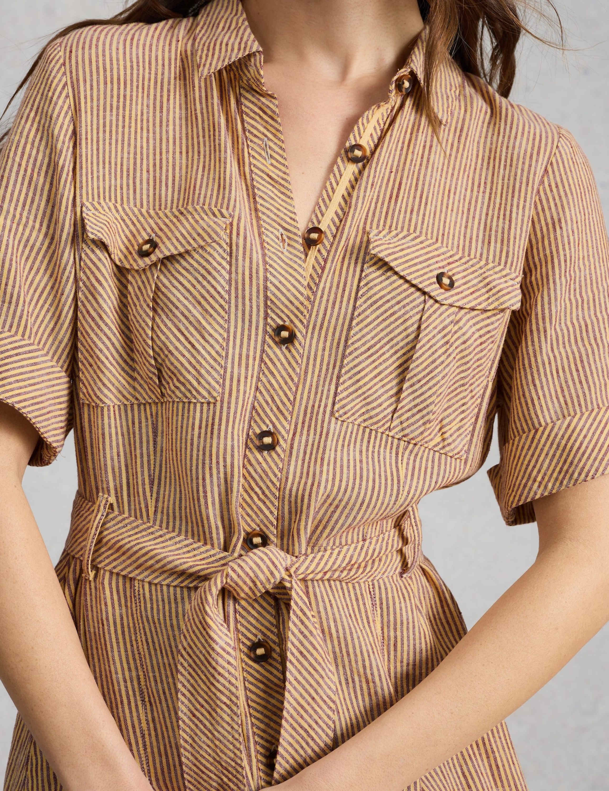 Linen Rich Striped Midi Shirt Dress 5 of 6