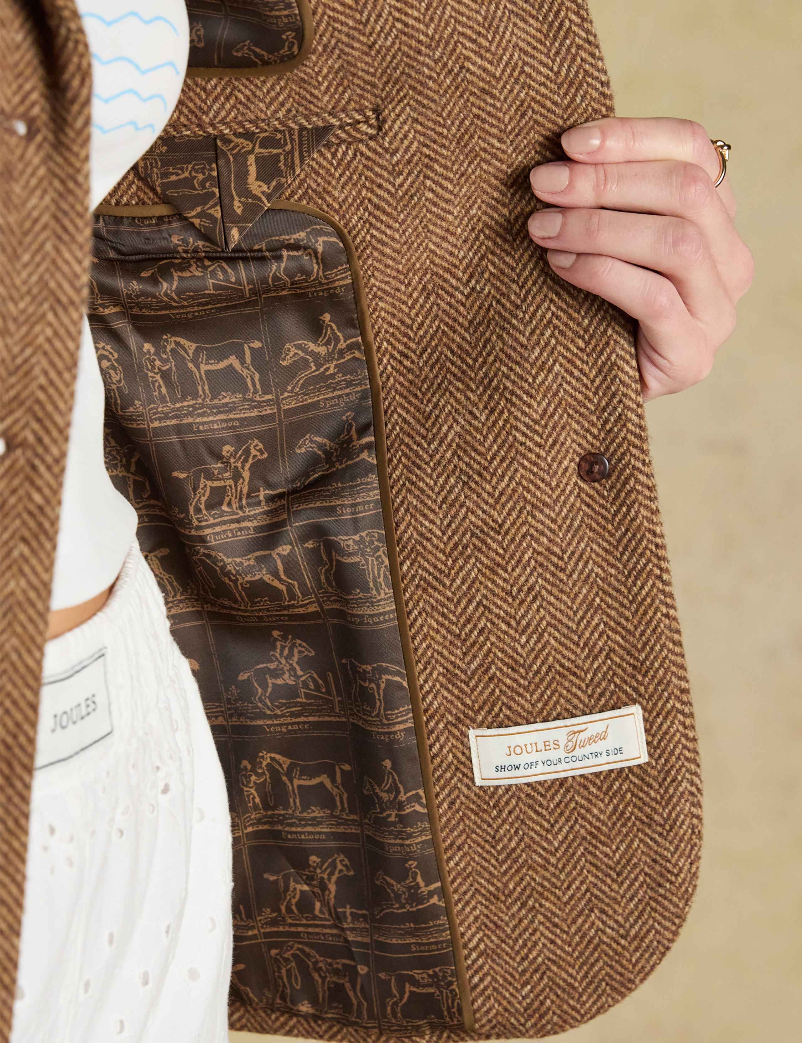 Wool Blend Tweed Herringbone Blazer 3 of 7