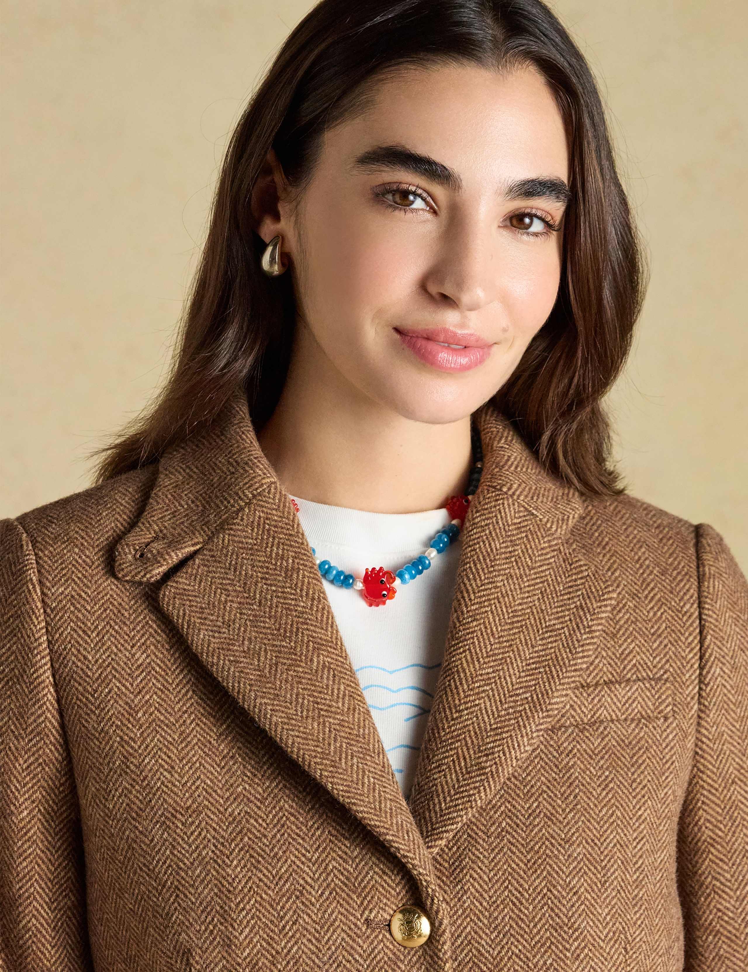 Wool Blend Tweed Herringbone Blazer 4 of 7