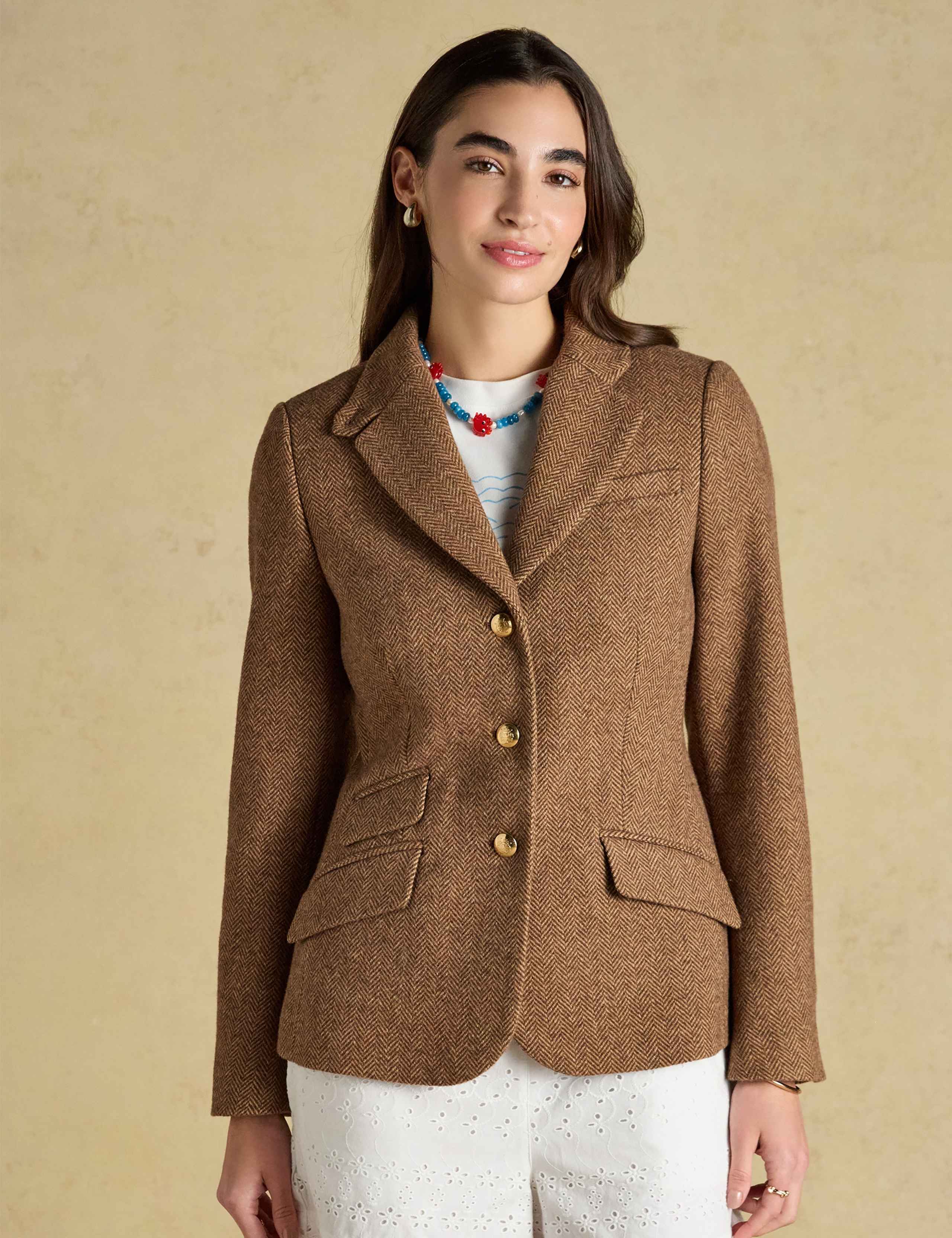 Wool Blend Tweed Herringbone Blazer 7 of 7