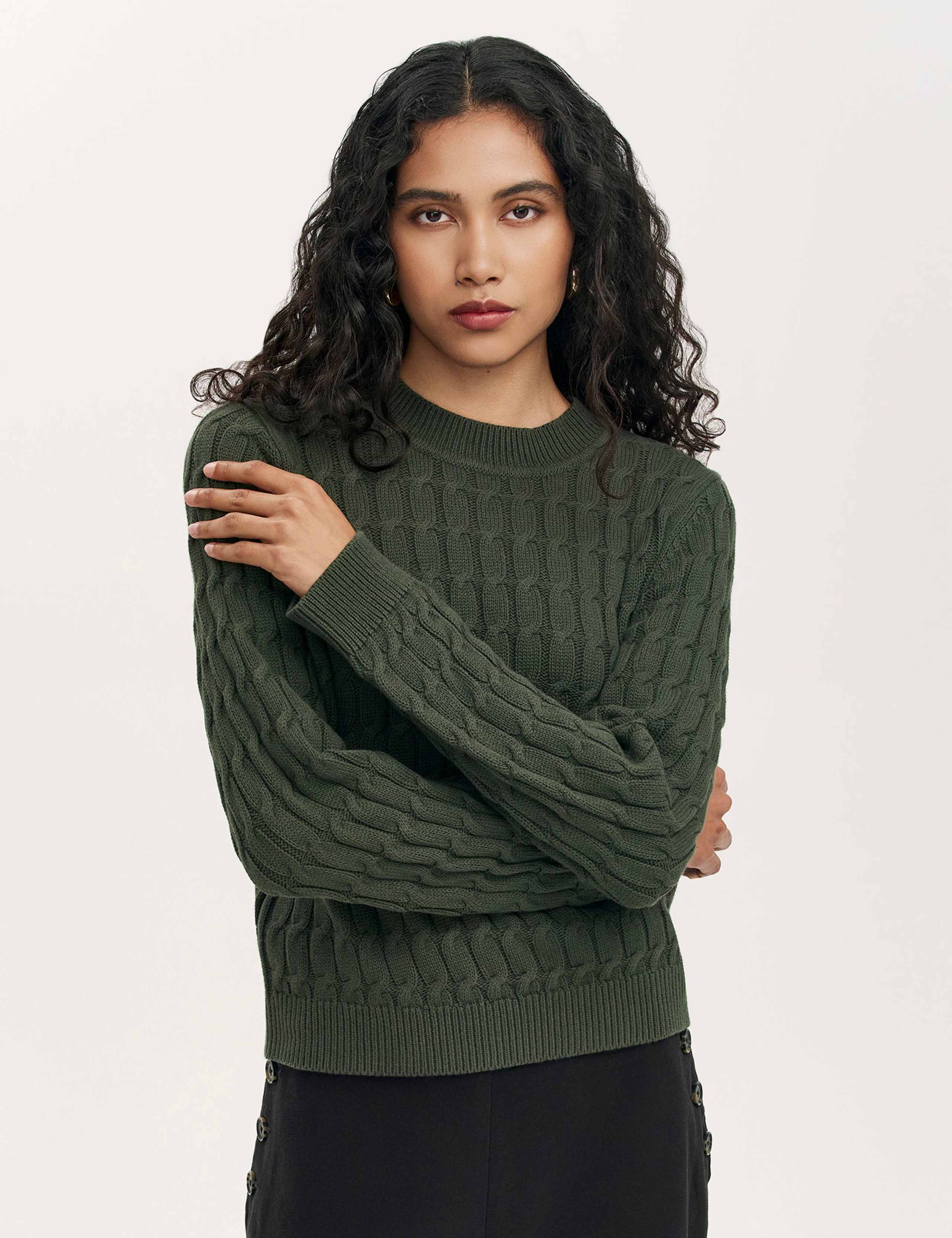 Pure Cotton Cable Knit Crew Neck Jumper 1 of 4