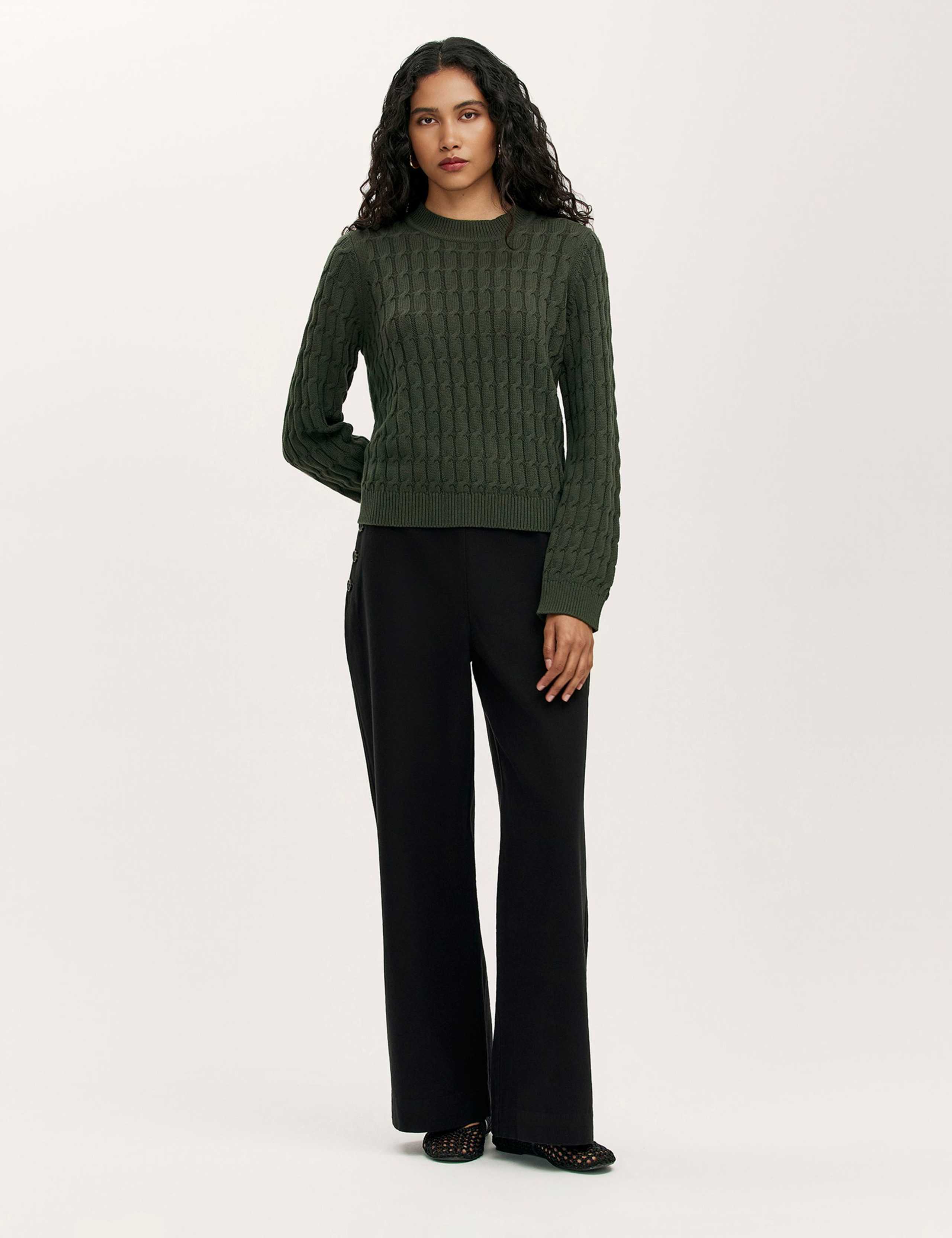 Pure Cotton Cable Knit Crew Neck Jumper 2 of 4