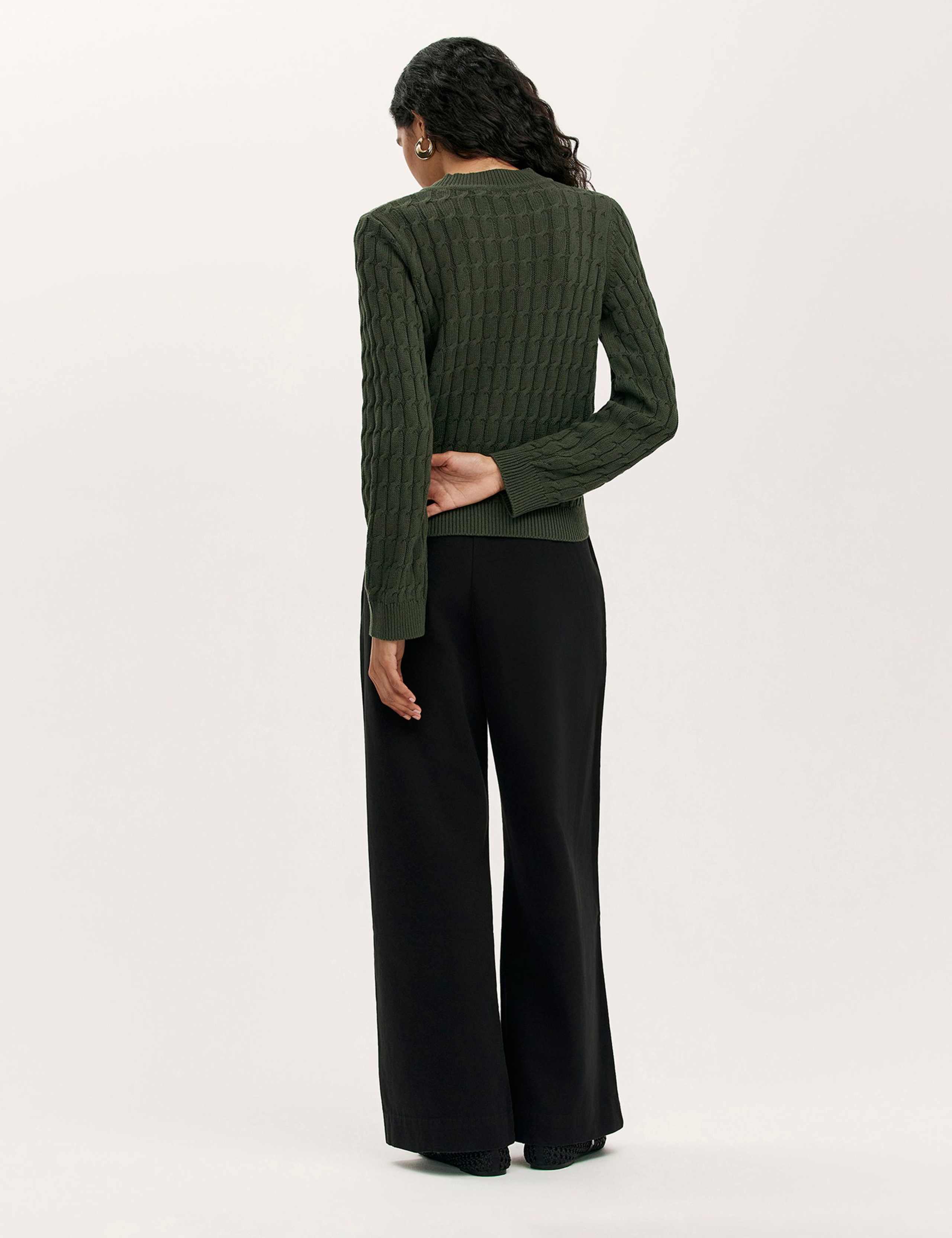 Pure Cotton Cable Knit Crew Neck Jumper 3 of 4