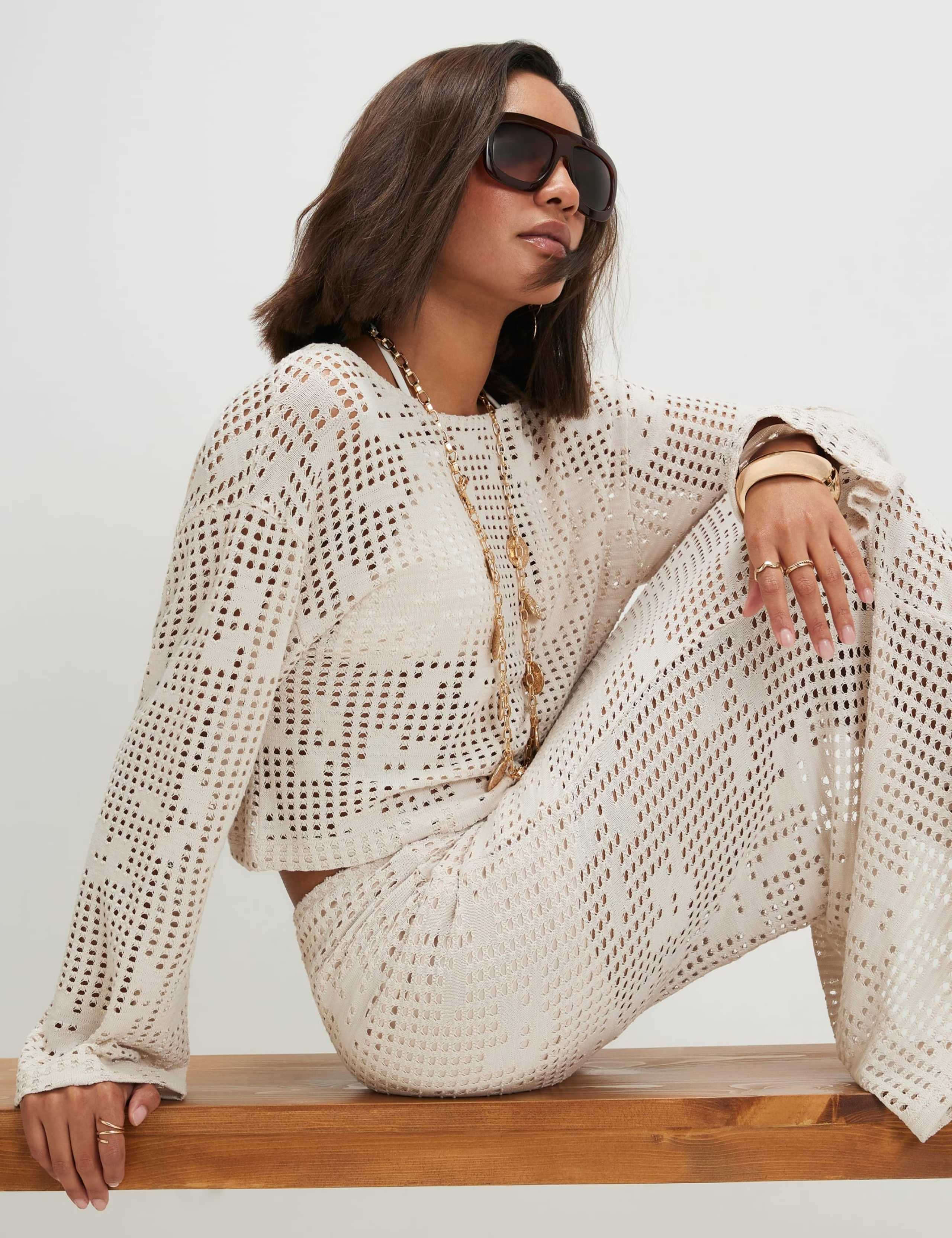 Pure Cotton Textured Slash Neck Top 3 of 4
