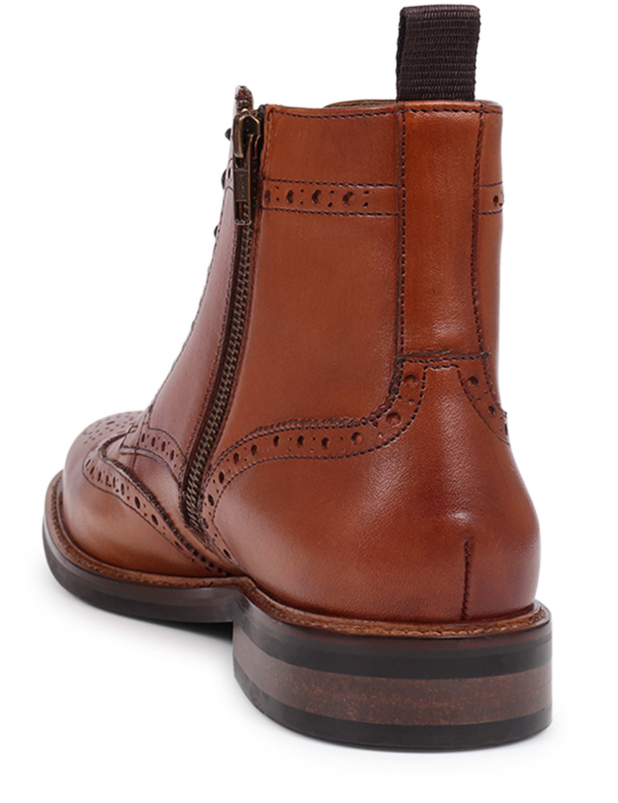 Leather Side Zip Brogue Boots 5 of 7