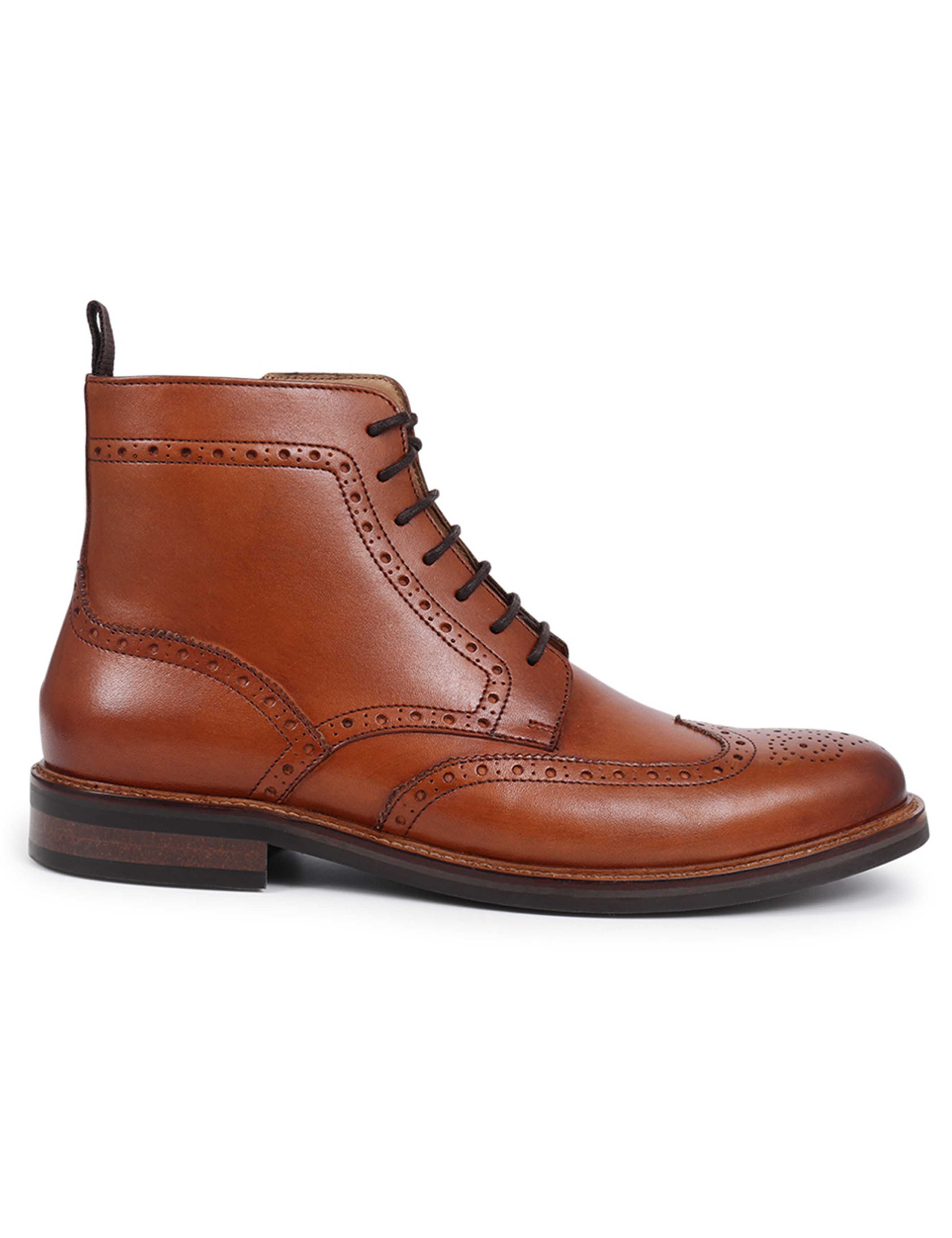 Leather Side Zip Brogue Boots 6 of 7
