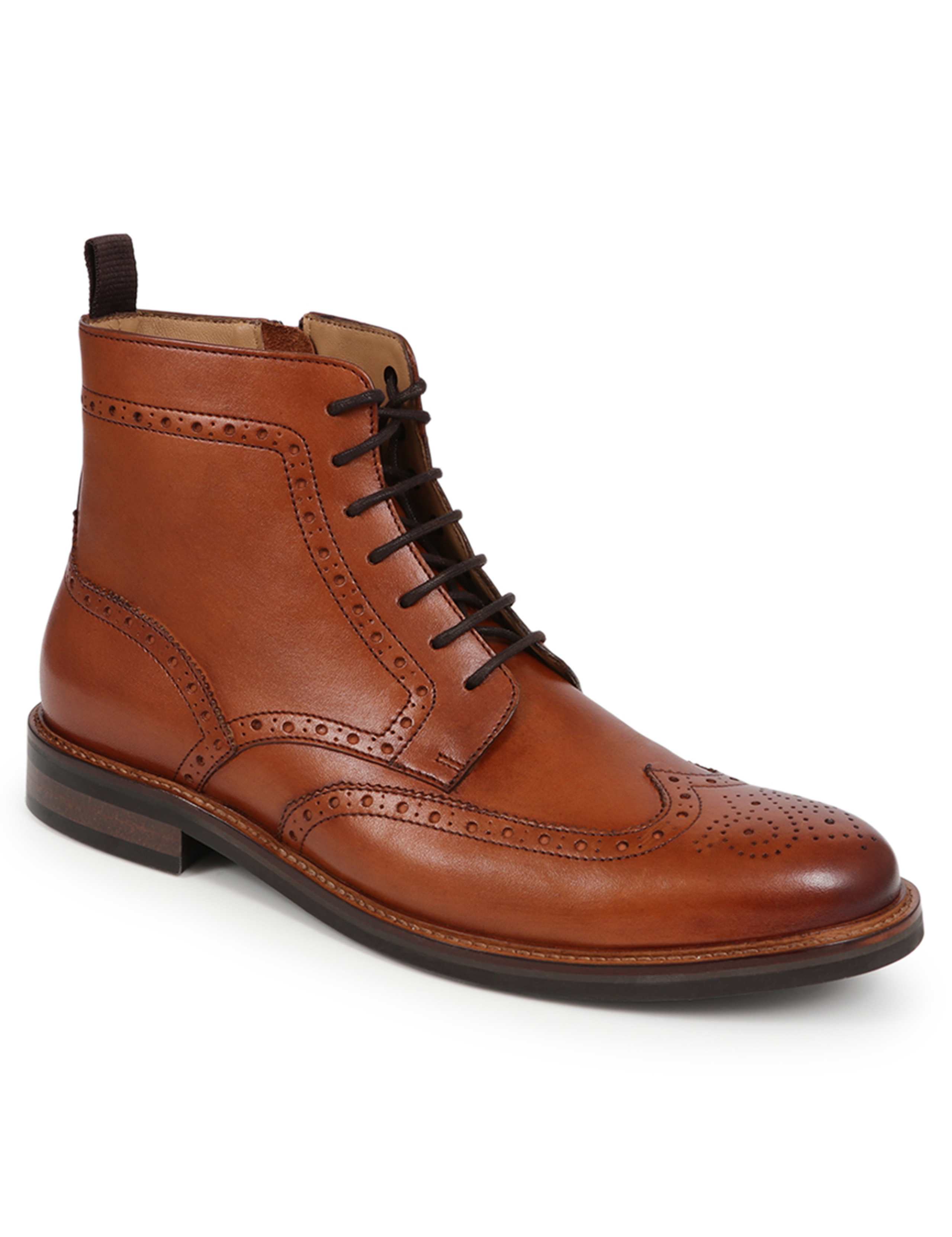 Leather Side Zip Brogue Boots 2 of 7