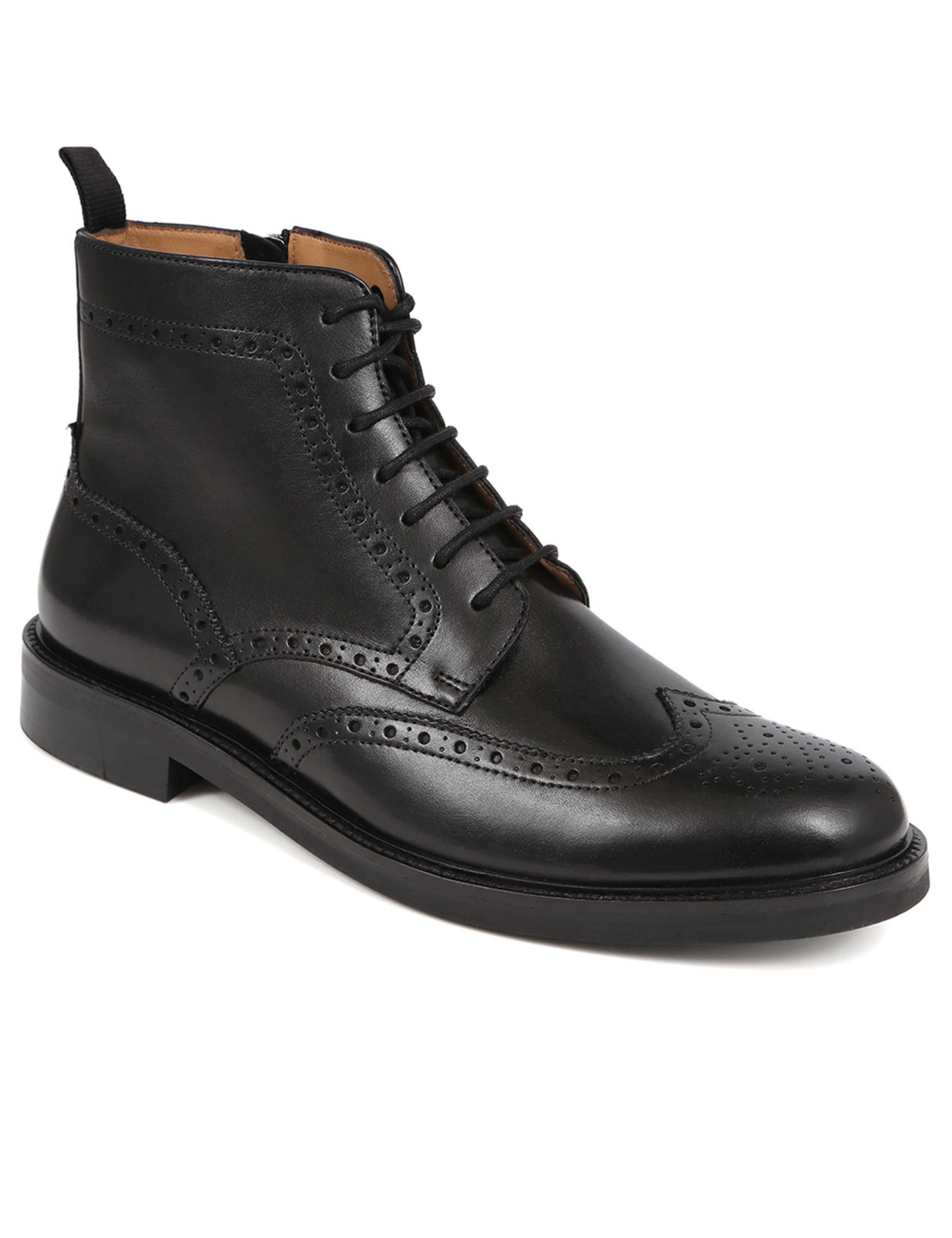 Leather Side Zip Brogue Boots 5 of 7