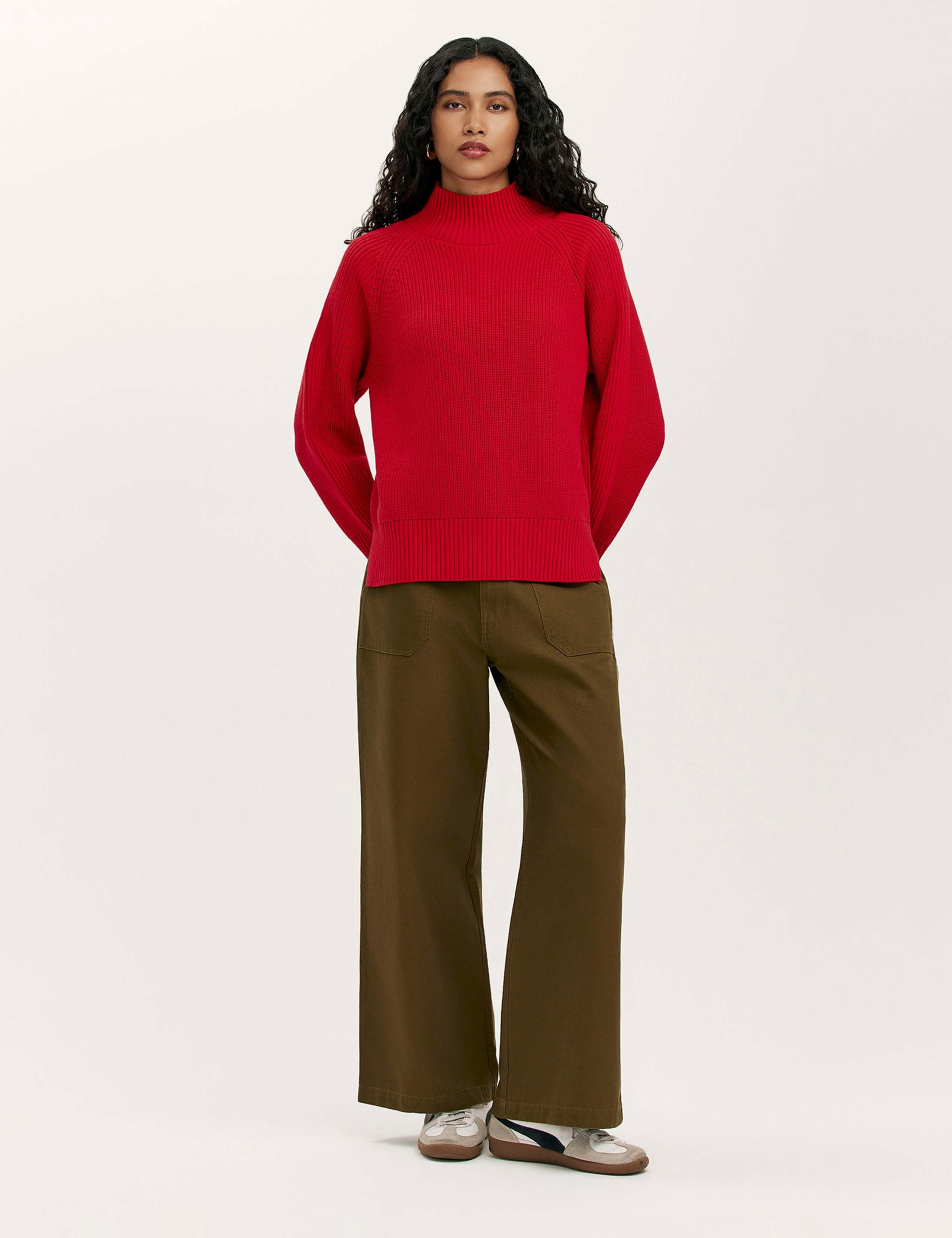 Cotton Rich Textured Funnel Neck Jumper 2 of 4