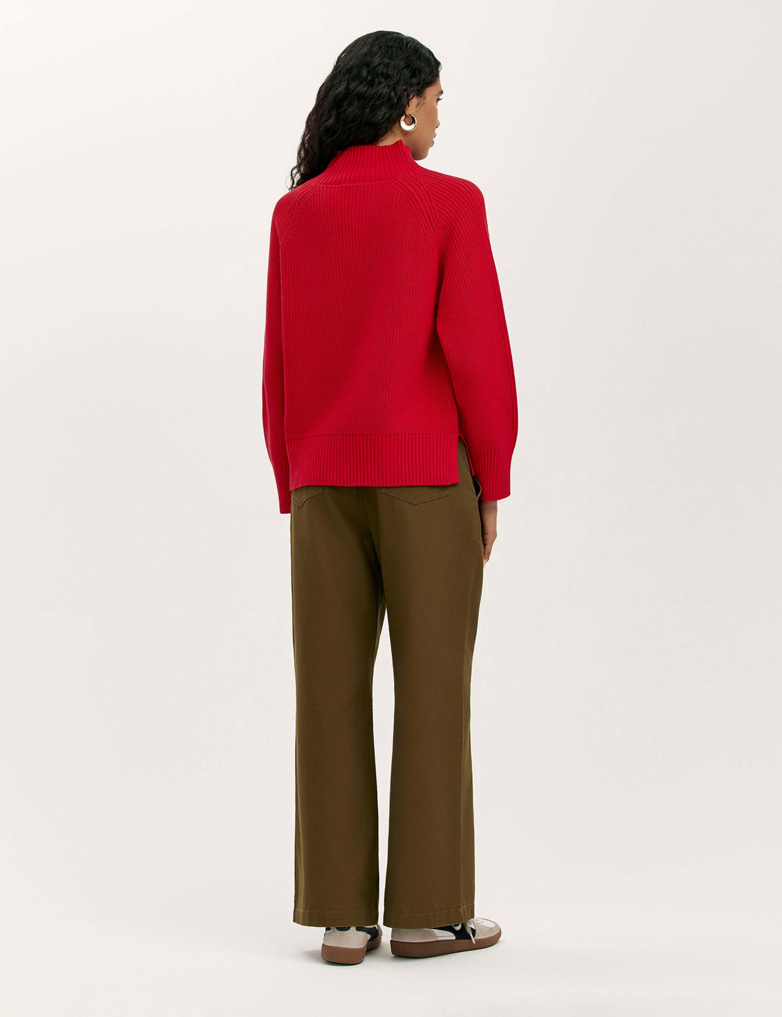 Cotton Rich Textured Funnel Neck Jumper 4 of 4