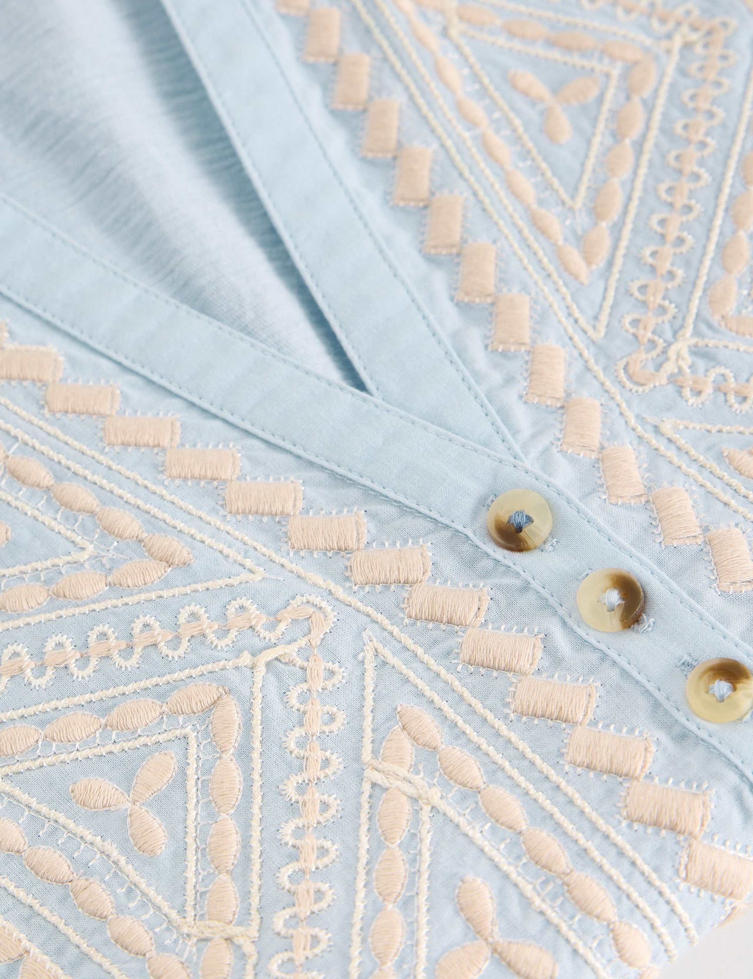 Pure Cotton Embroidery Tie Hem Top 4 of 6