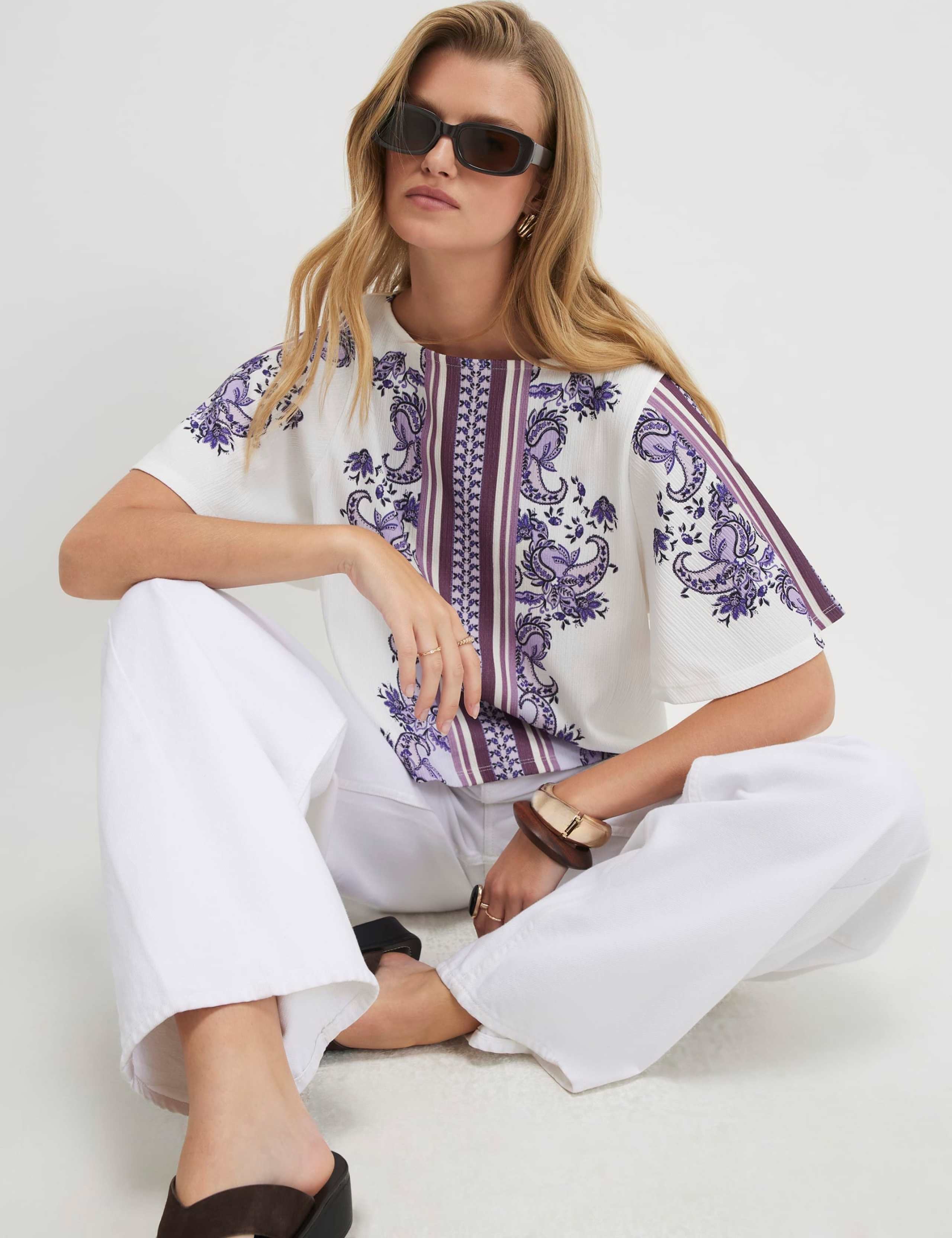 Pure Cotton Paisley T-Shirt 3 of 4