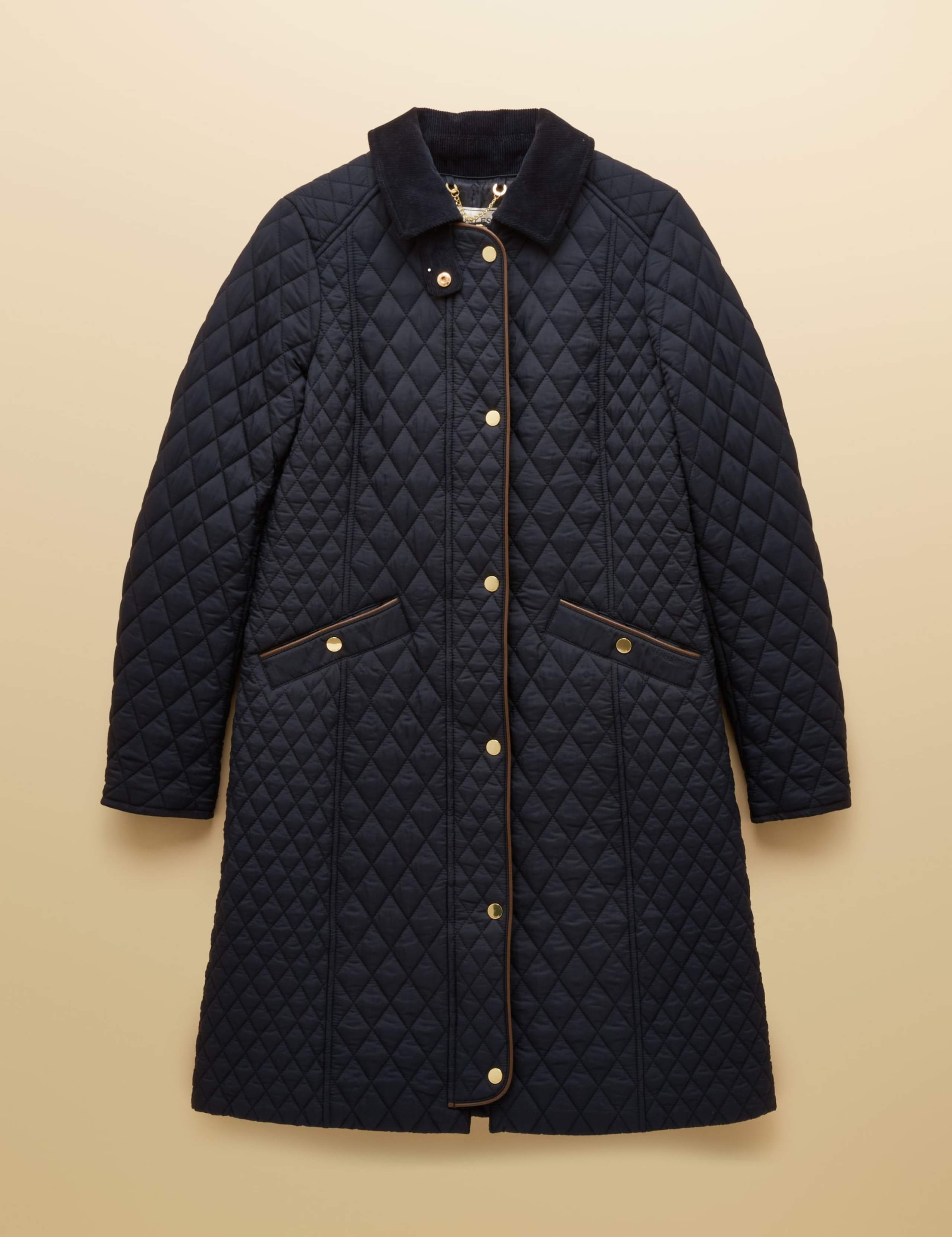 Showerproof Quilted Collared Longline Coat 2 of 7