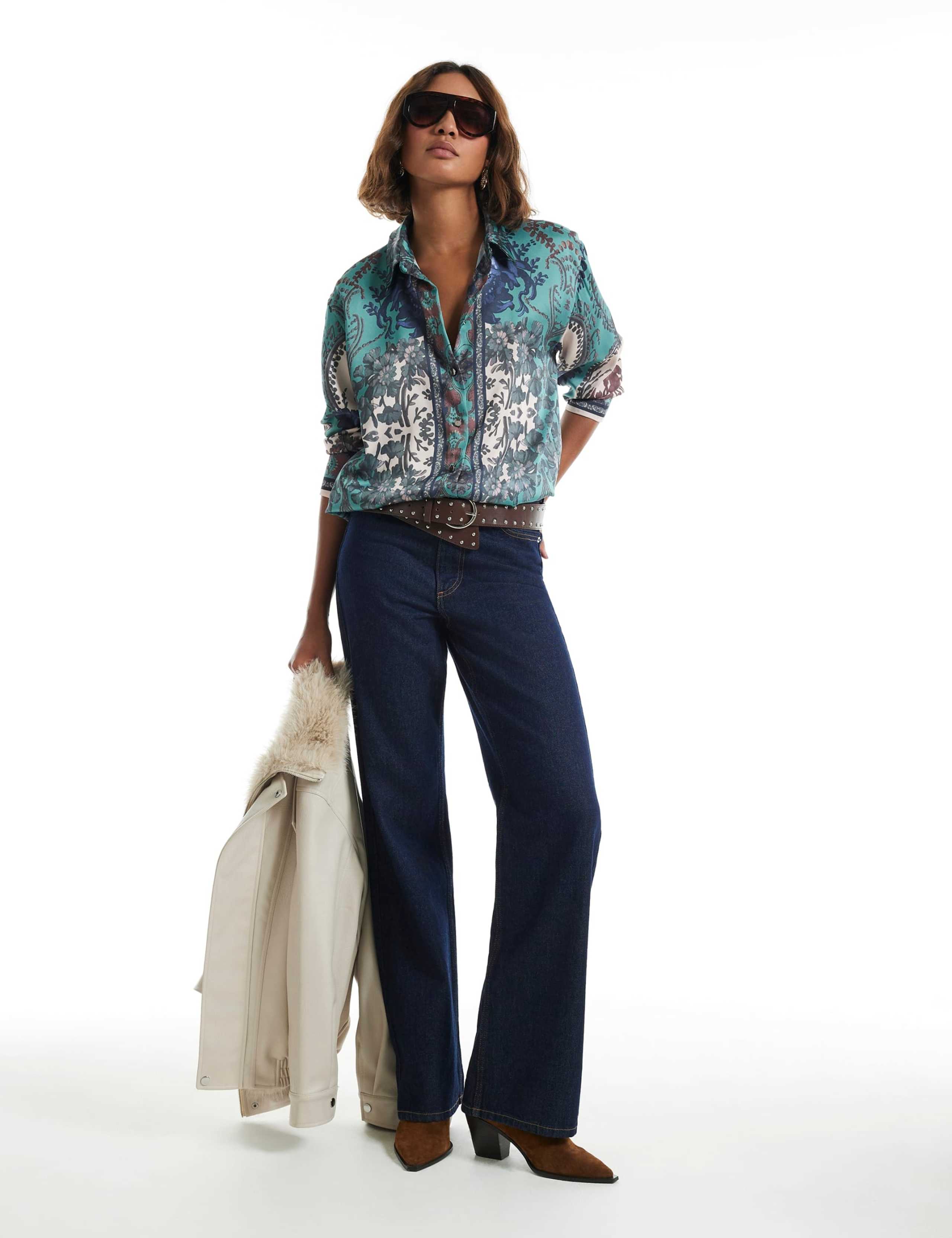 Printed Collared Oversized Shirt 4 of 6