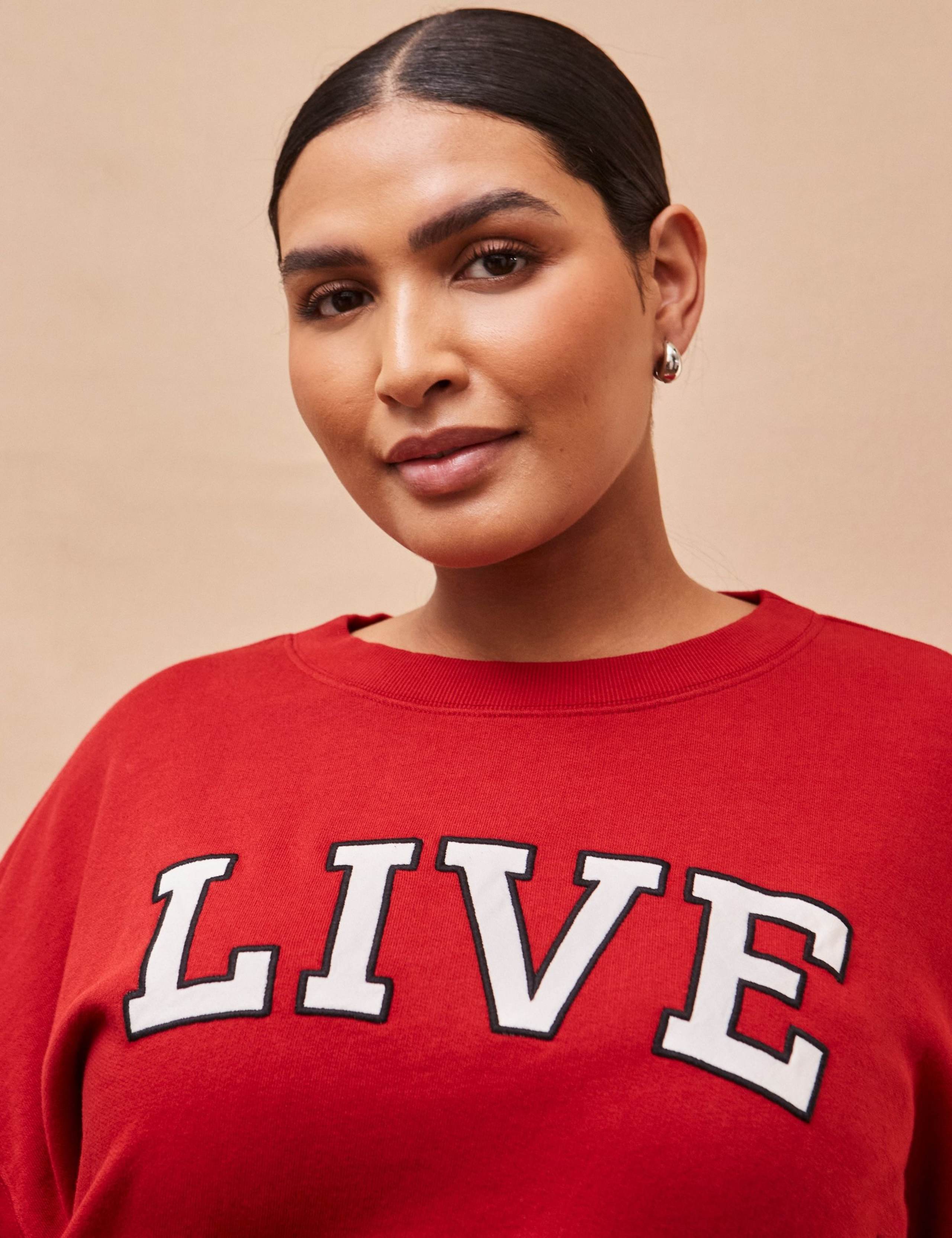 Pure Cotton Live Slogan Oversized Sweatshirt 2 of 4