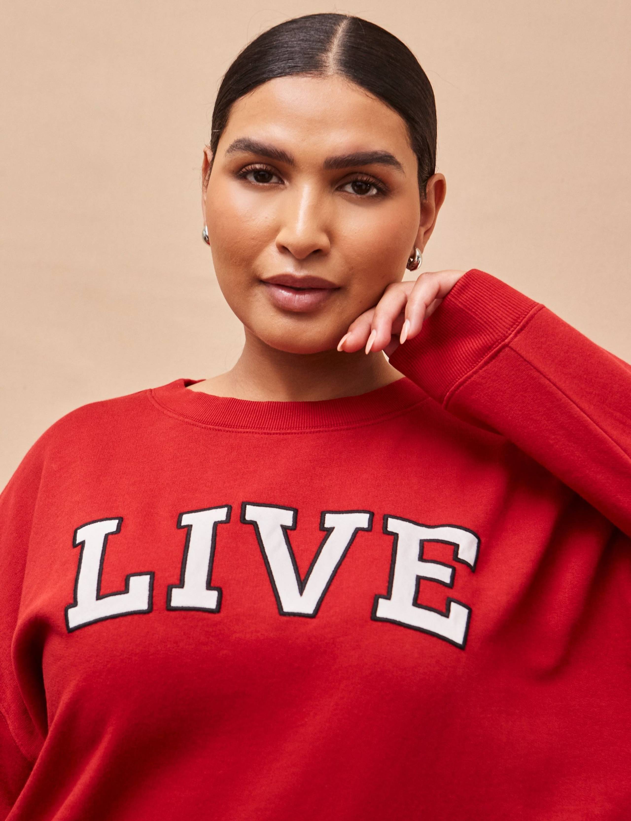 Pure Cotton Live Slogan Oversized Sweatshirt 4 of 4