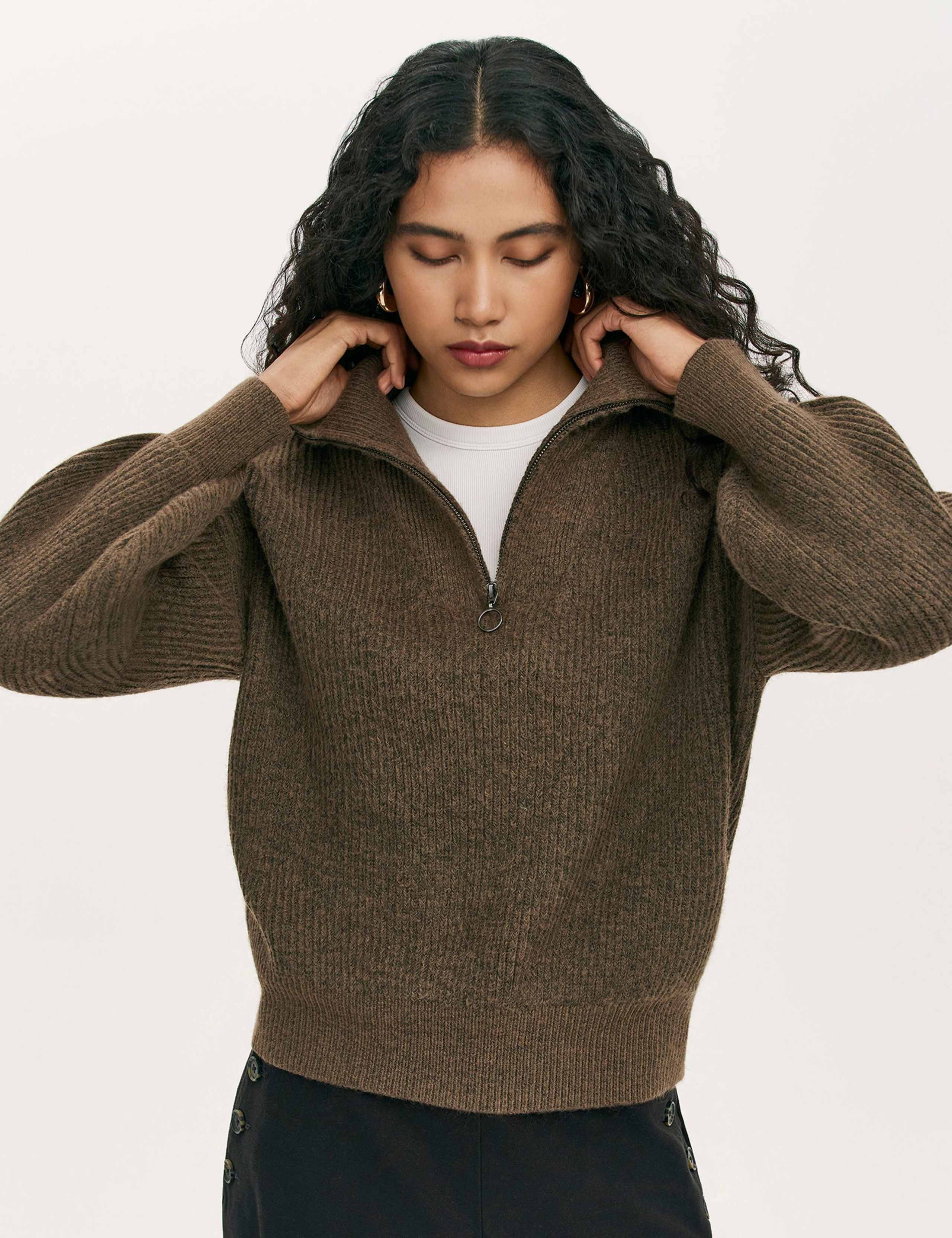 Textured Funnel Neck Half Zip Jumper 1 of 5