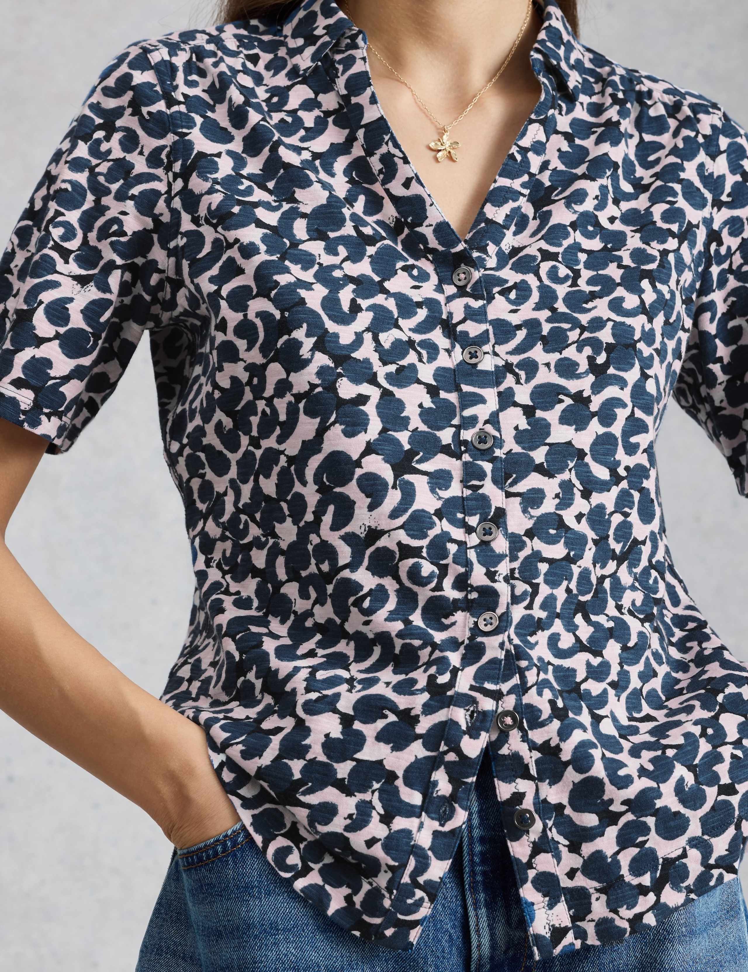 Jersey Ditsy Heart Print Collared Shirt 3 of 6