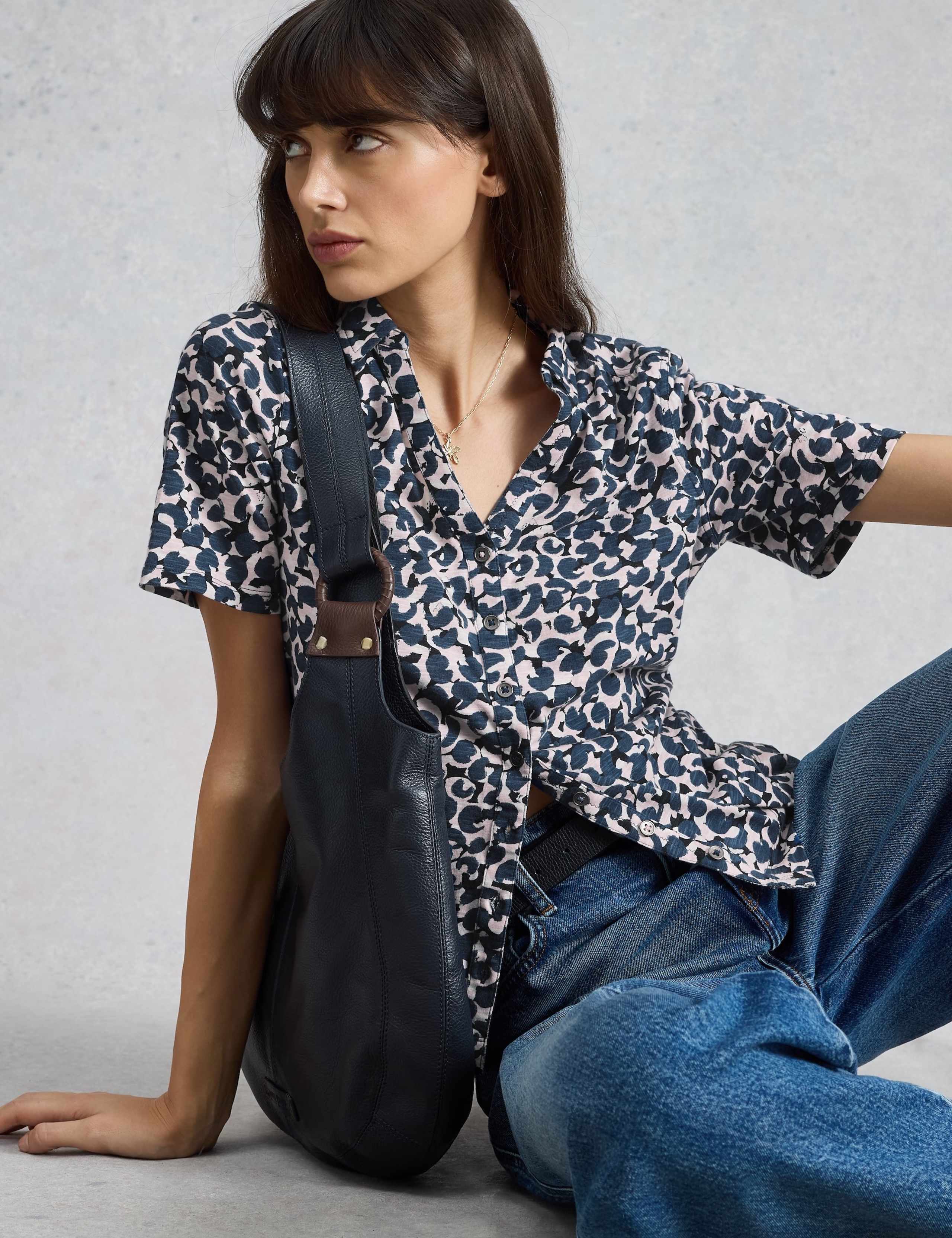 Jersey Ditsy Heart Print Collared Shirt 5 of 6