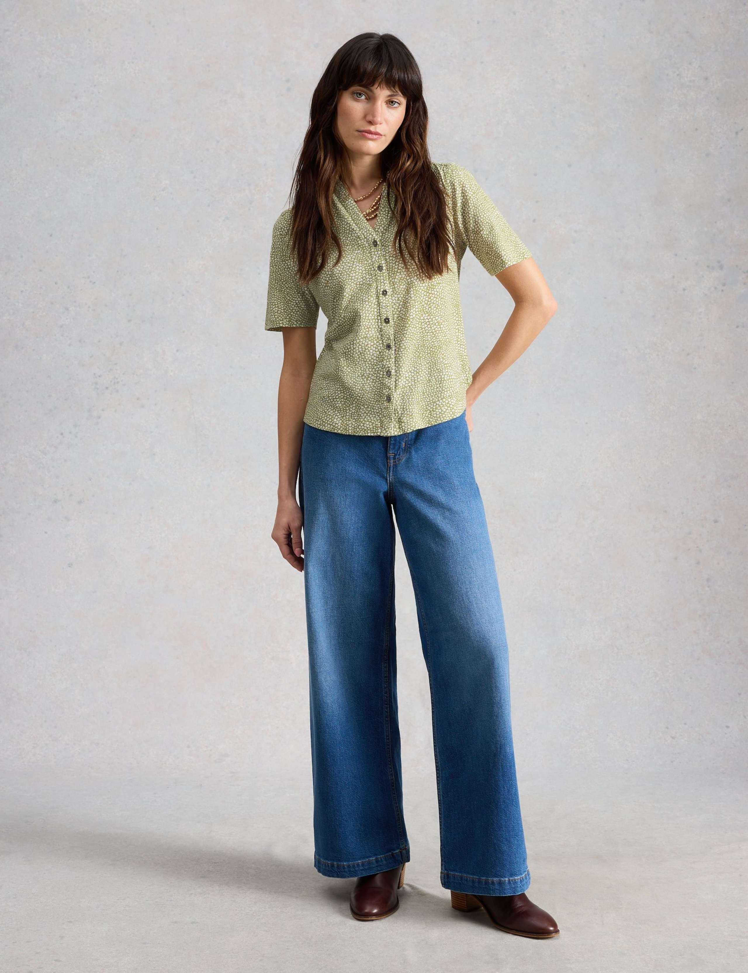 Jersey Ditsy Heart Print Collared Shirt 1 of 5