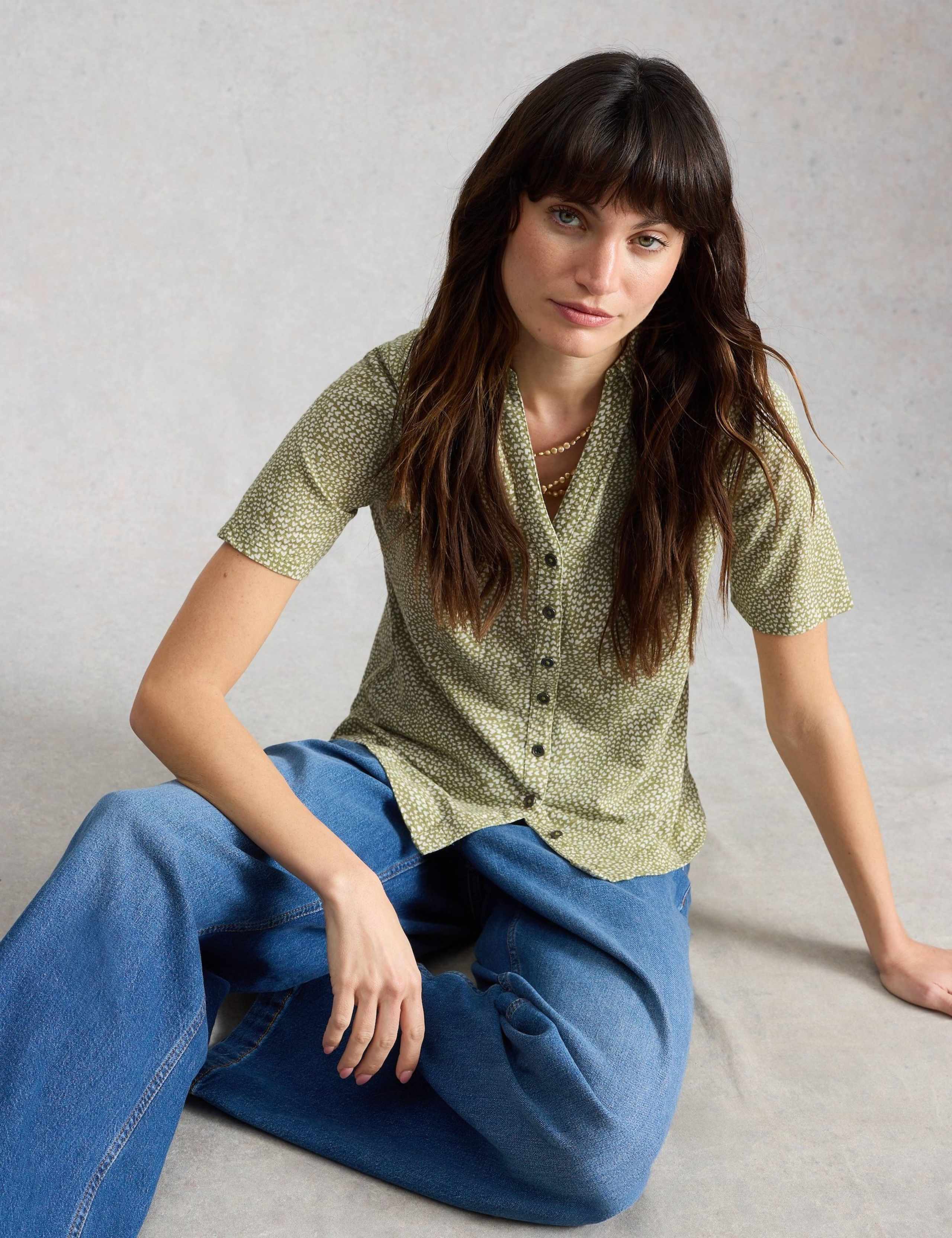 Jersey Ditsy Heart Print Collared Shirt 5 of 5