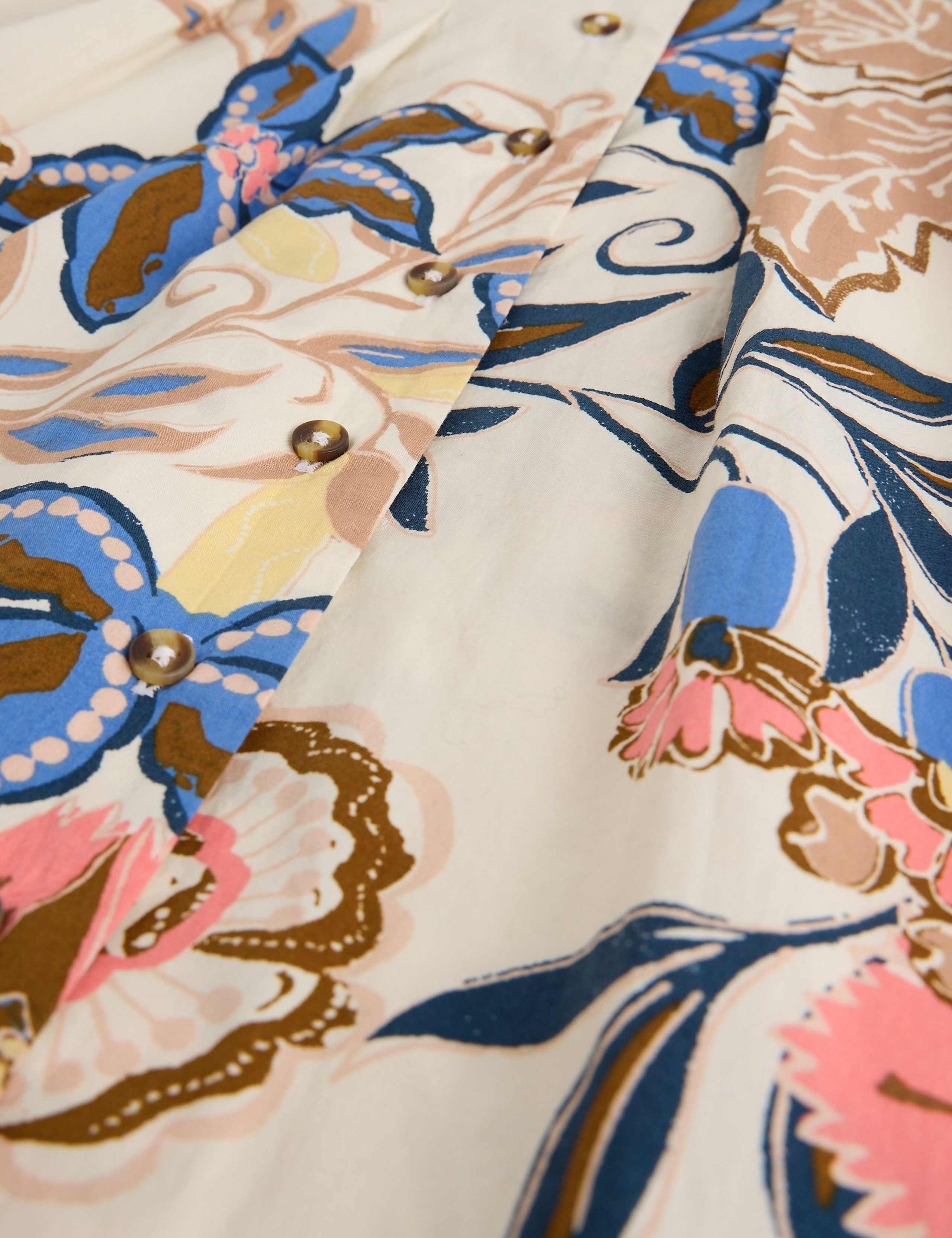 Pure Cotton V-Neck Midi Waisted Dress 6 of 6