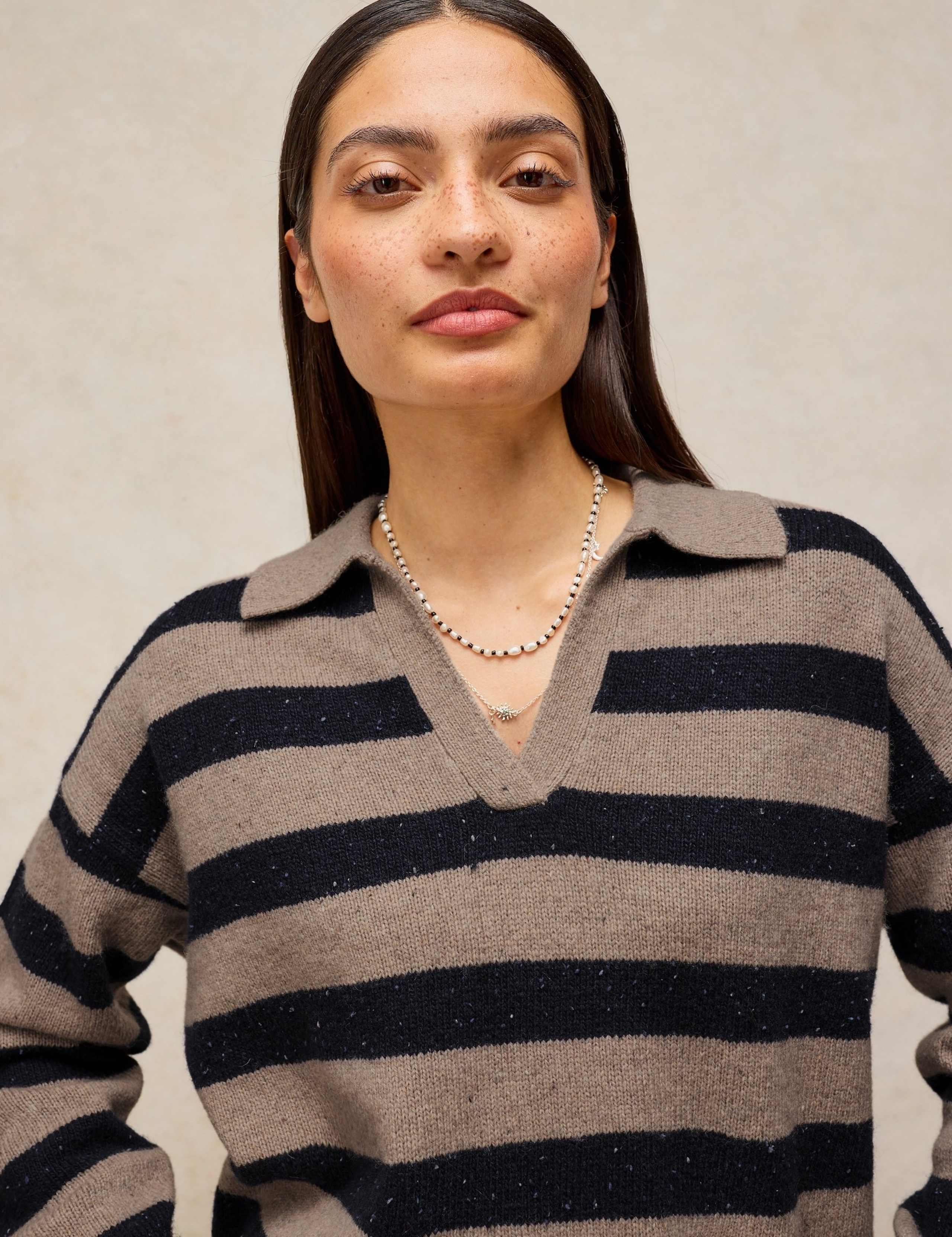 Wool Rich Striped Collared Jumper 5 of 6