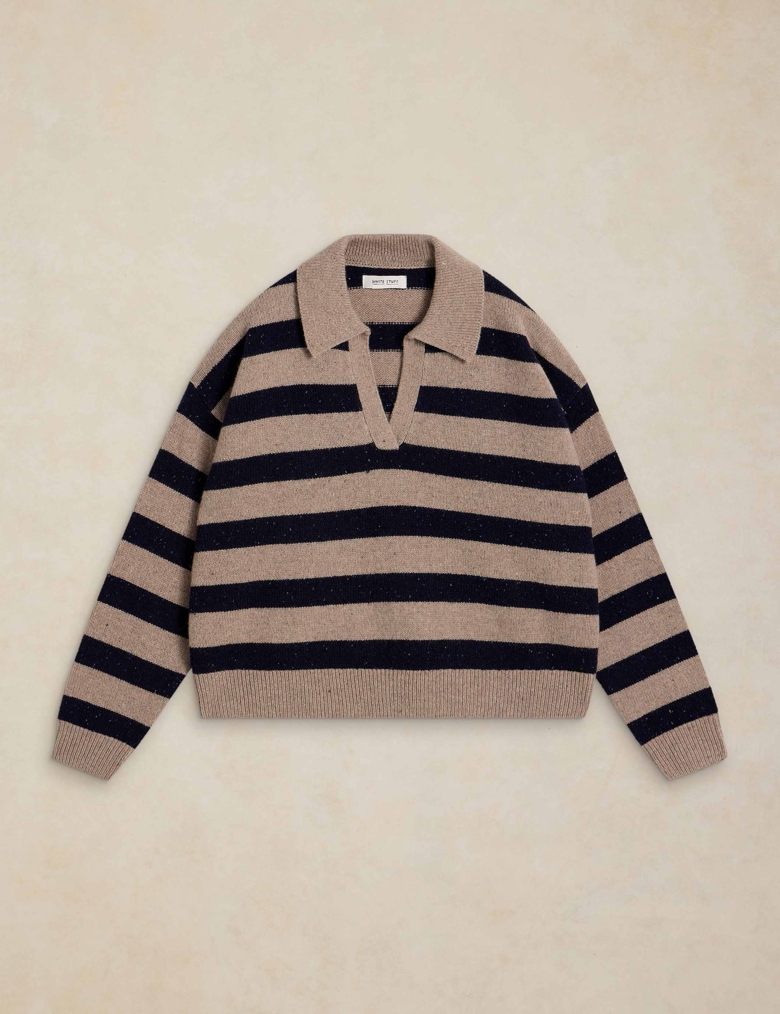 Wool Rich Striped Collared Jumper 2 of 6
