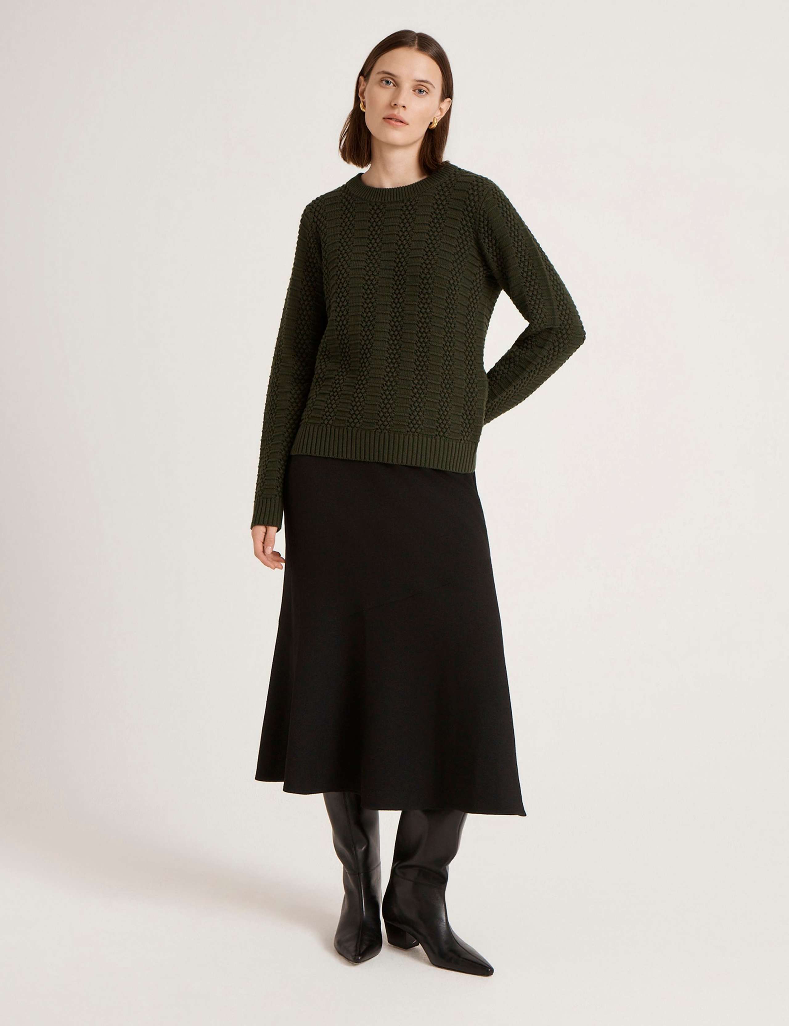 Pure Cotton Textured Crew Neck Jumper 2 of 4