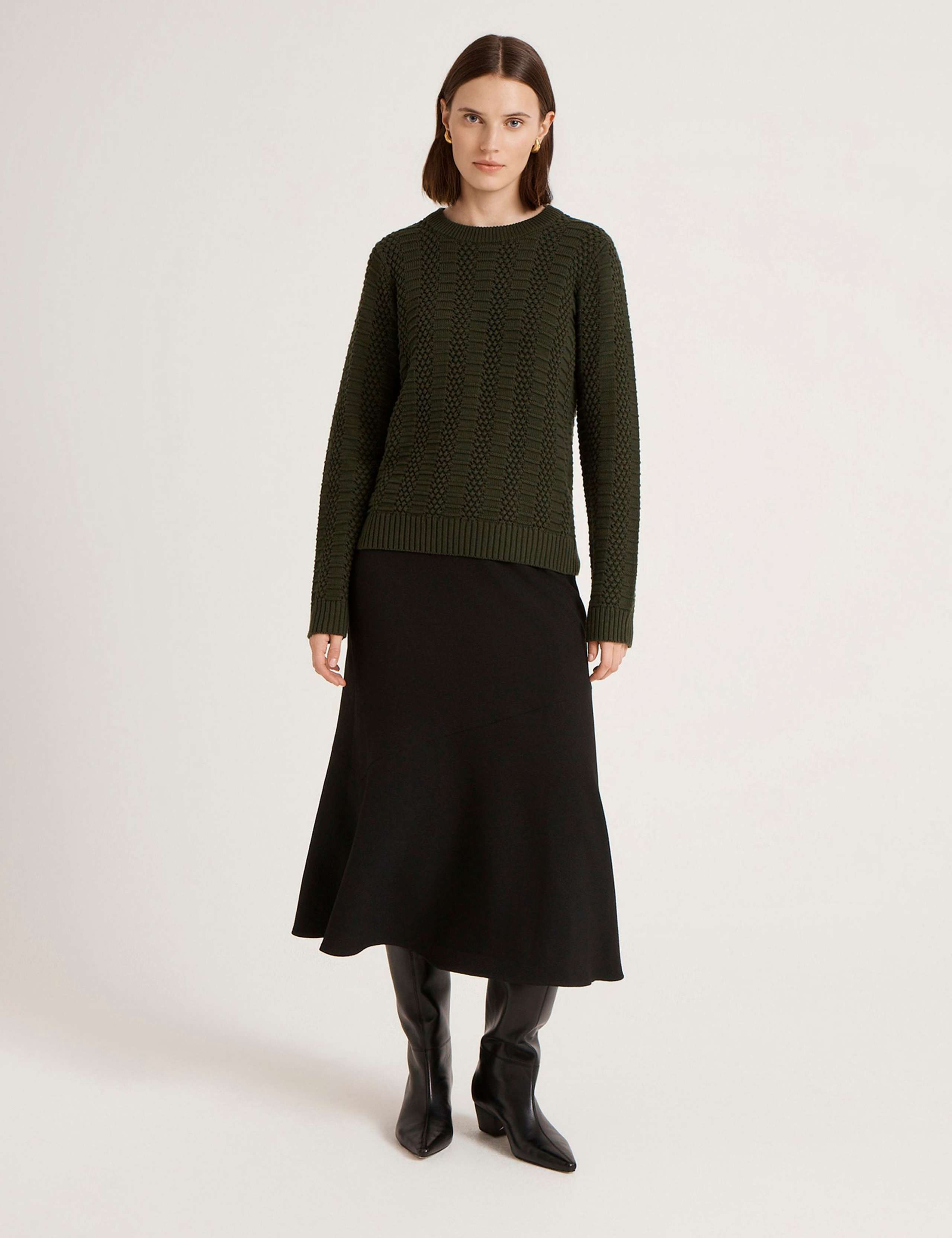 Pure Cotton Textured Crew Neck Jumper 3 of 4