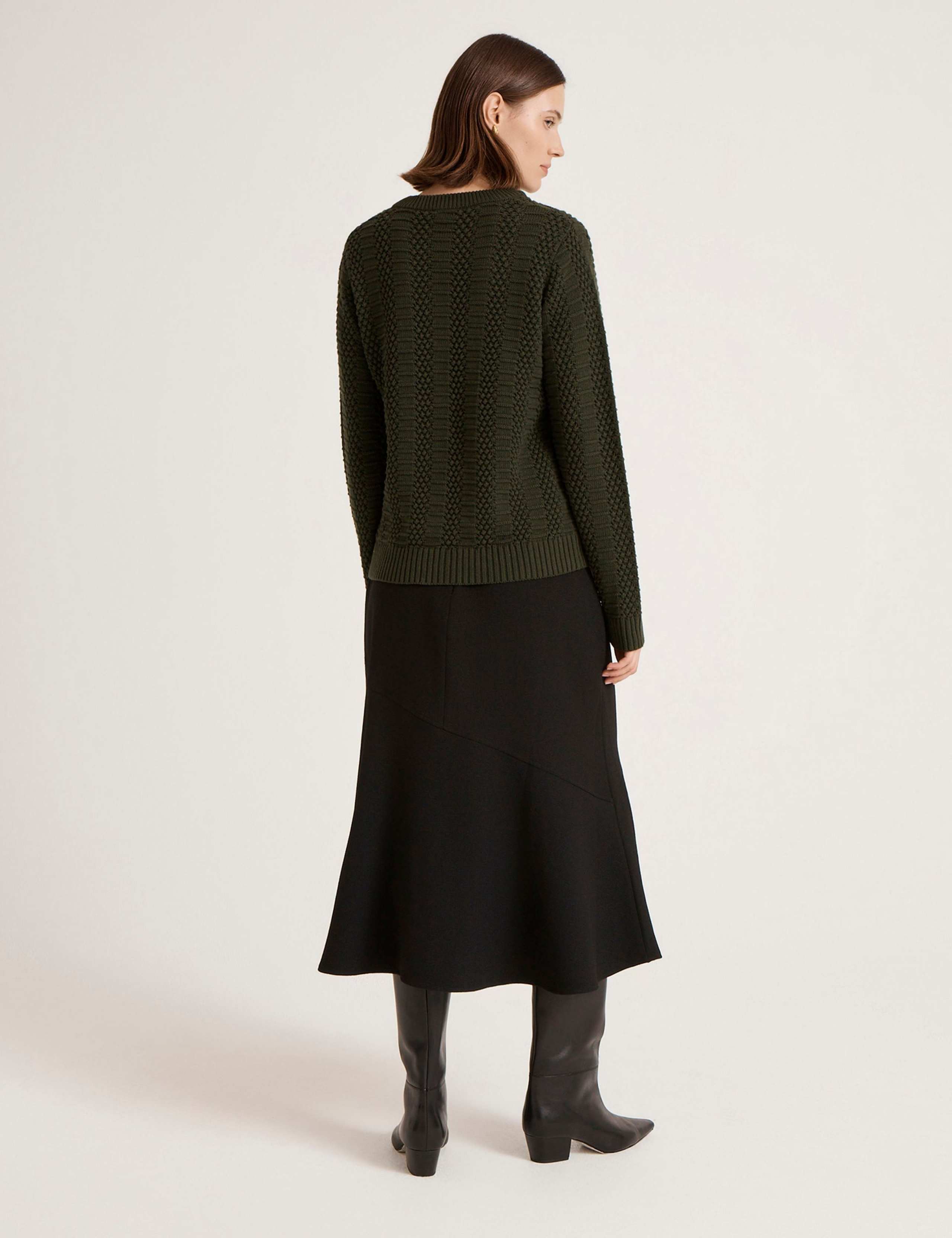 Pure Cotton Textured Crew Neck Jumper 4 of 4