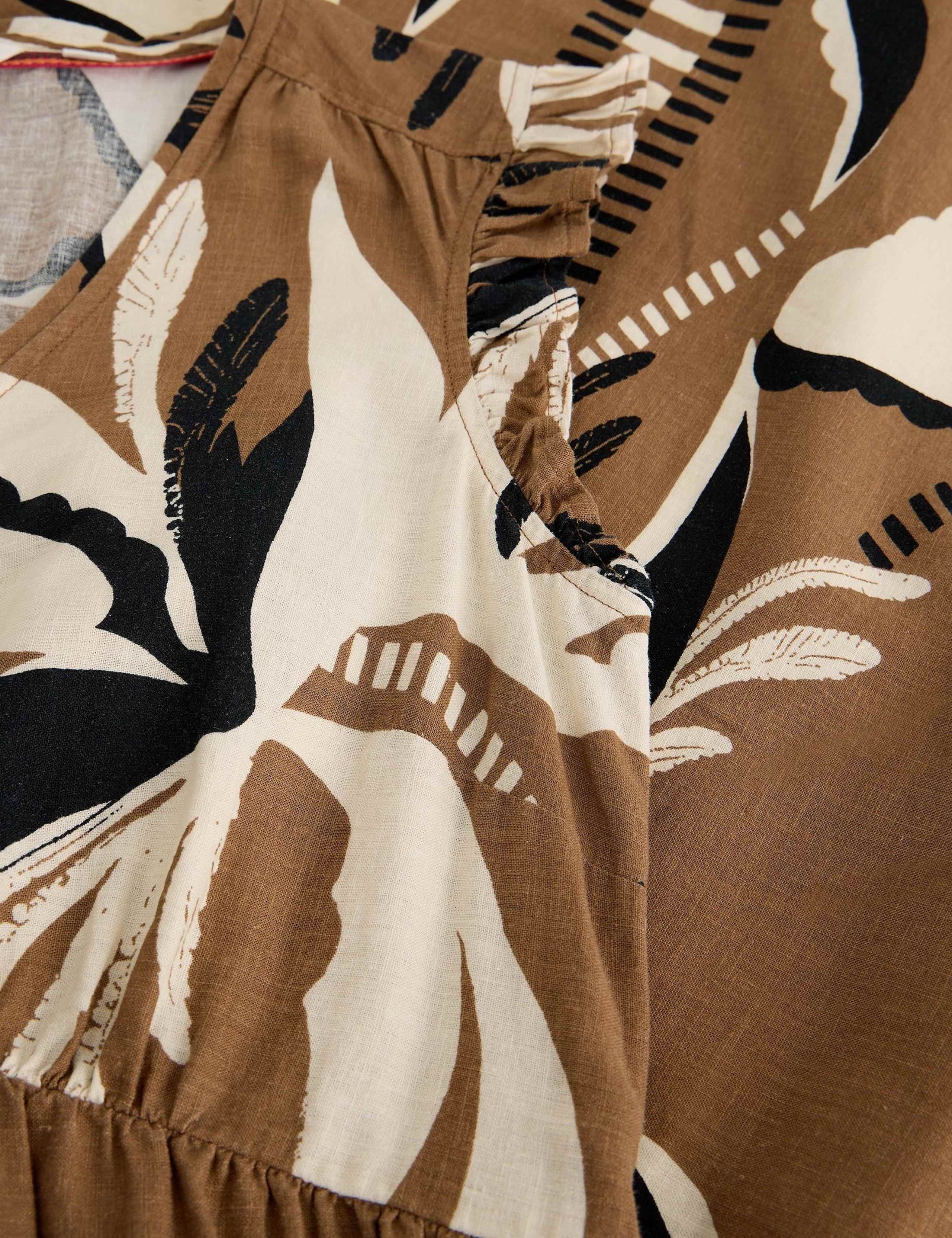 Linen Rich Printed Maxi Waisted Dress 3 of 6