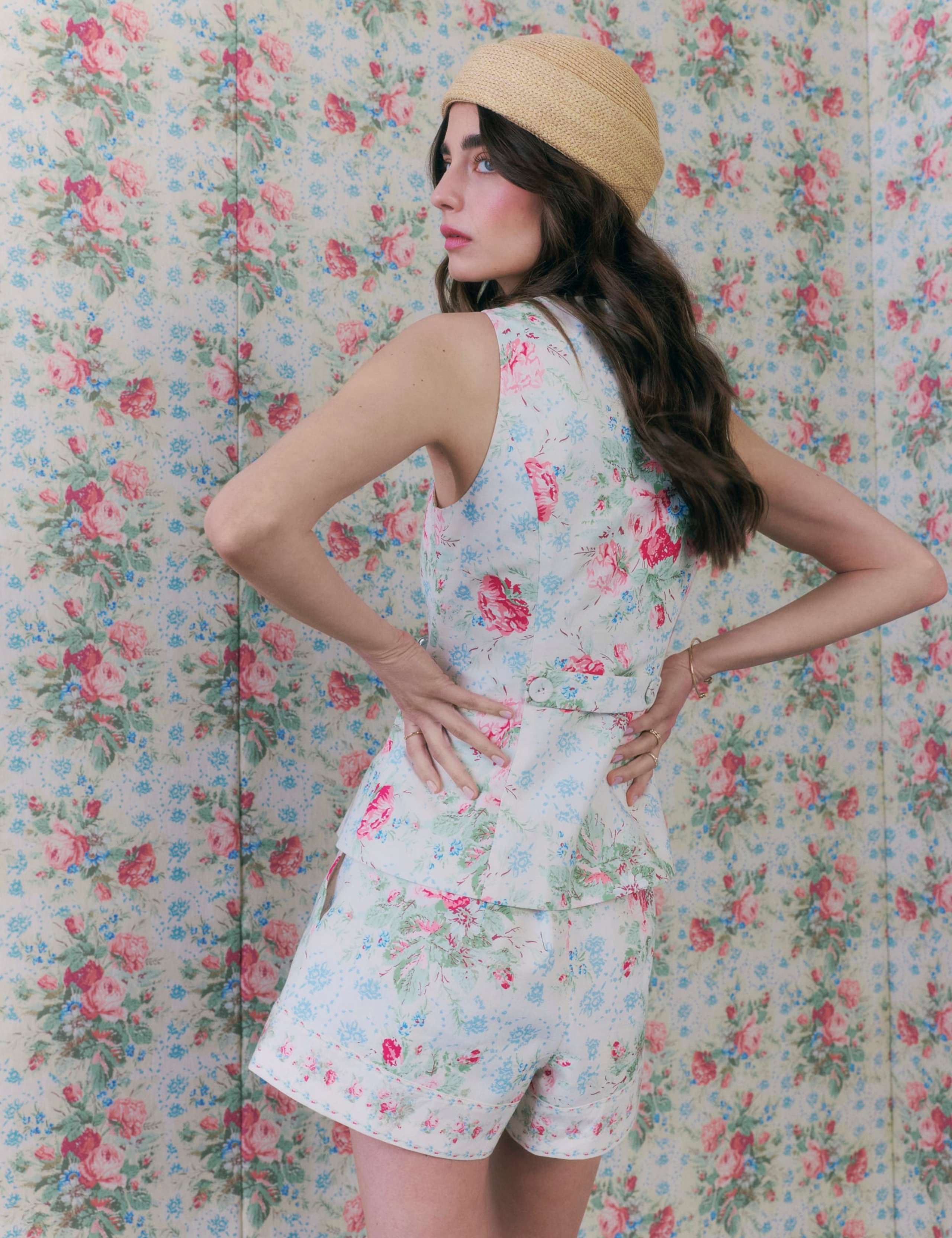 Cotton Rich Floral Square Neck Waistcoat 2 of 4
