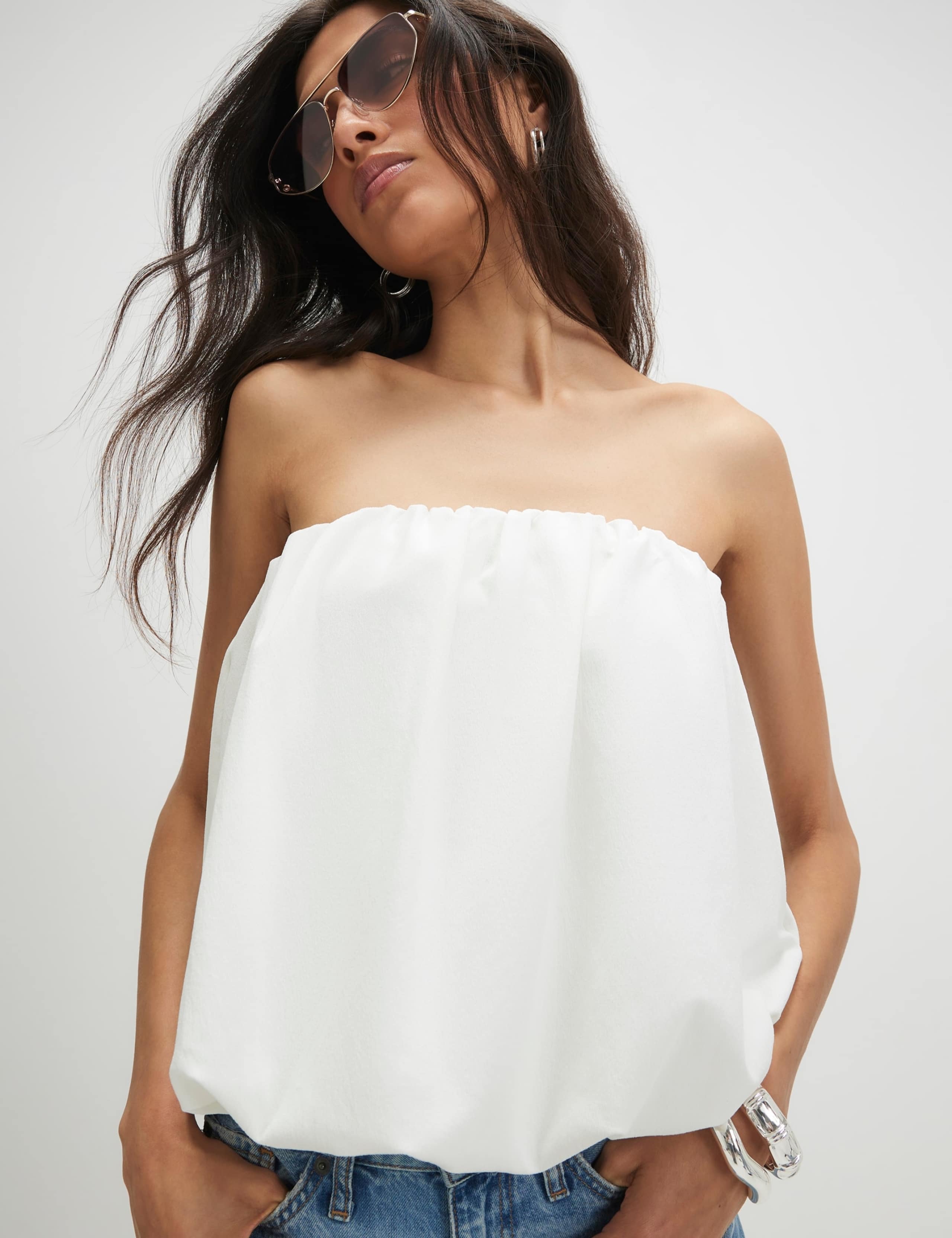 Pure Cotton Bubble Hem Bandeau Top 1 of 4