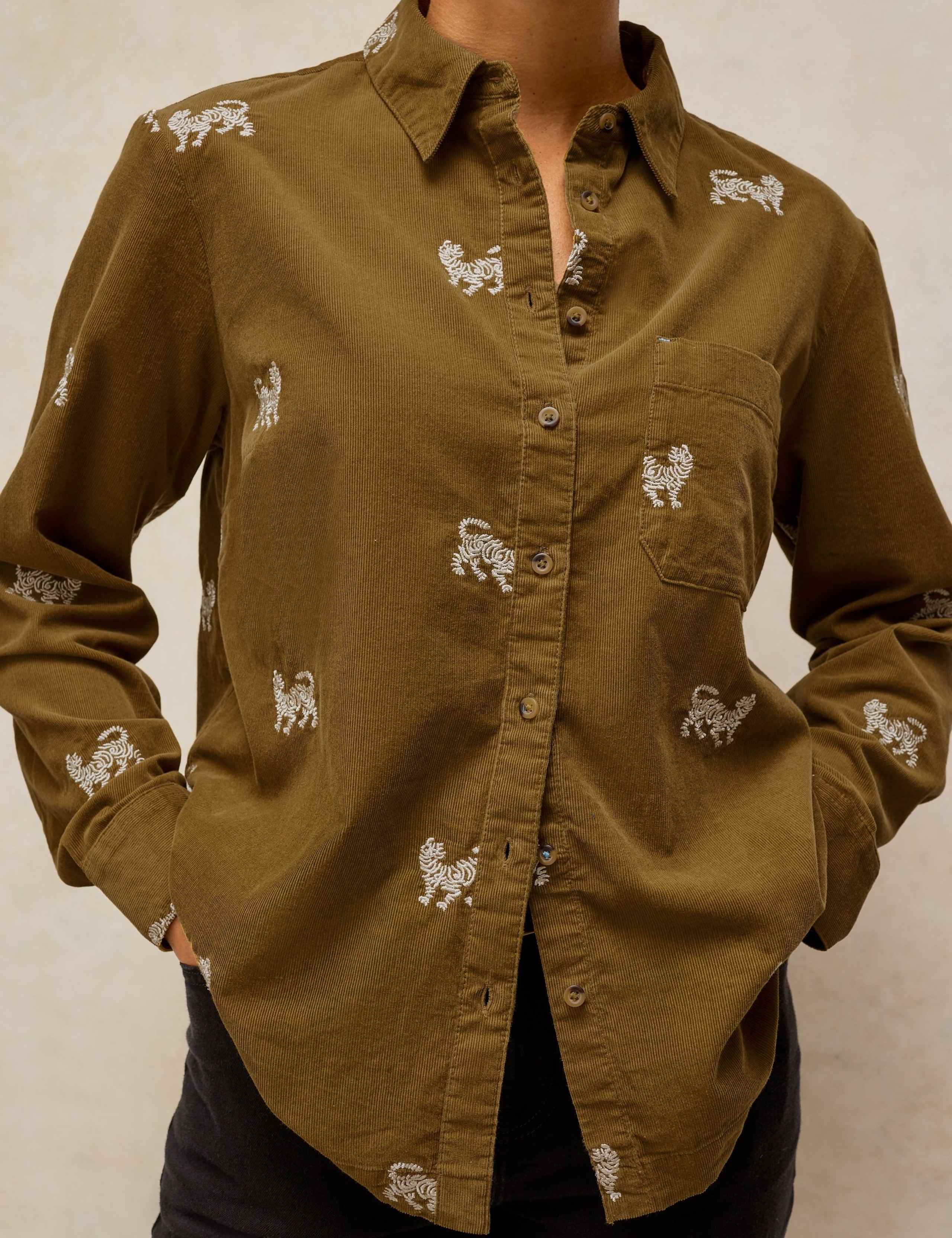 Pure Cotton Cord Embroidered Shirt 5 of 6